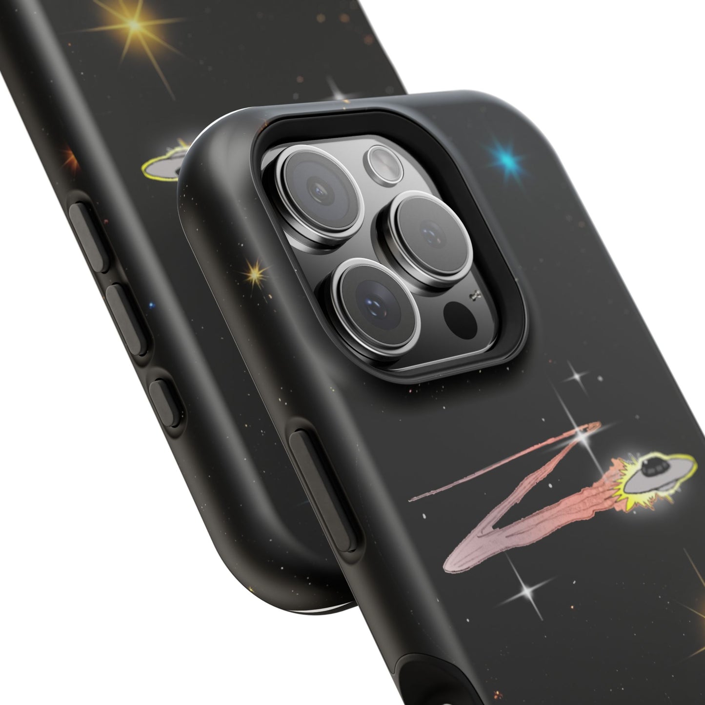 'Flying Saucer' Resistant Phone Case, Galaxy Space Design, Perfect Gift for Sci-Fi Lovers, Unique Phone Protector, Starry Night