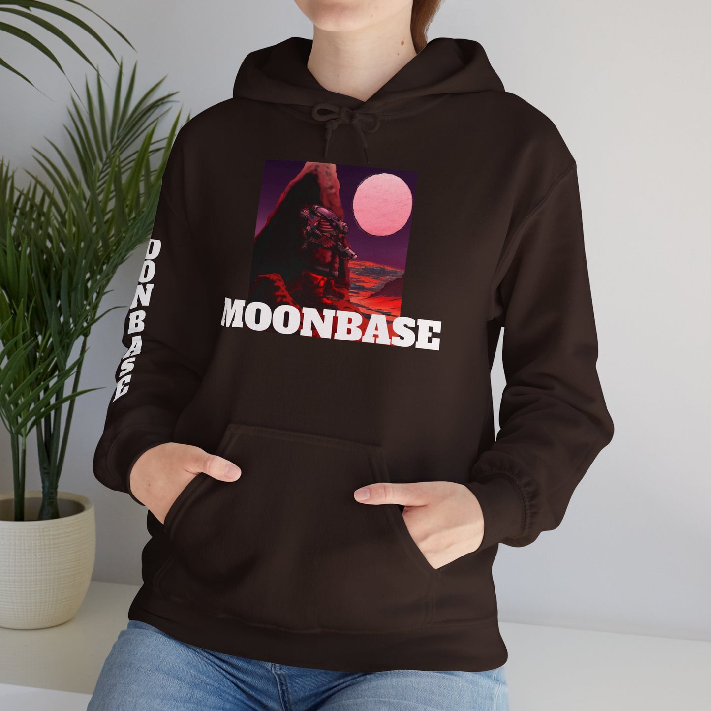 Science Fiction Hoodie - MOON BASE Space Colonist Heavy Blend™ hoodie by Cheshire Moon T-Shirts and Designs