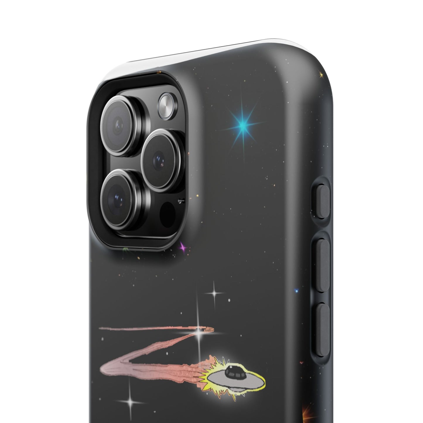 'Flying Saucer' Resistant Phone Case, Galaxy Space Design, Perfect Gift for Sci-Fi Lovers, Unique Phone Protector, Starry Night