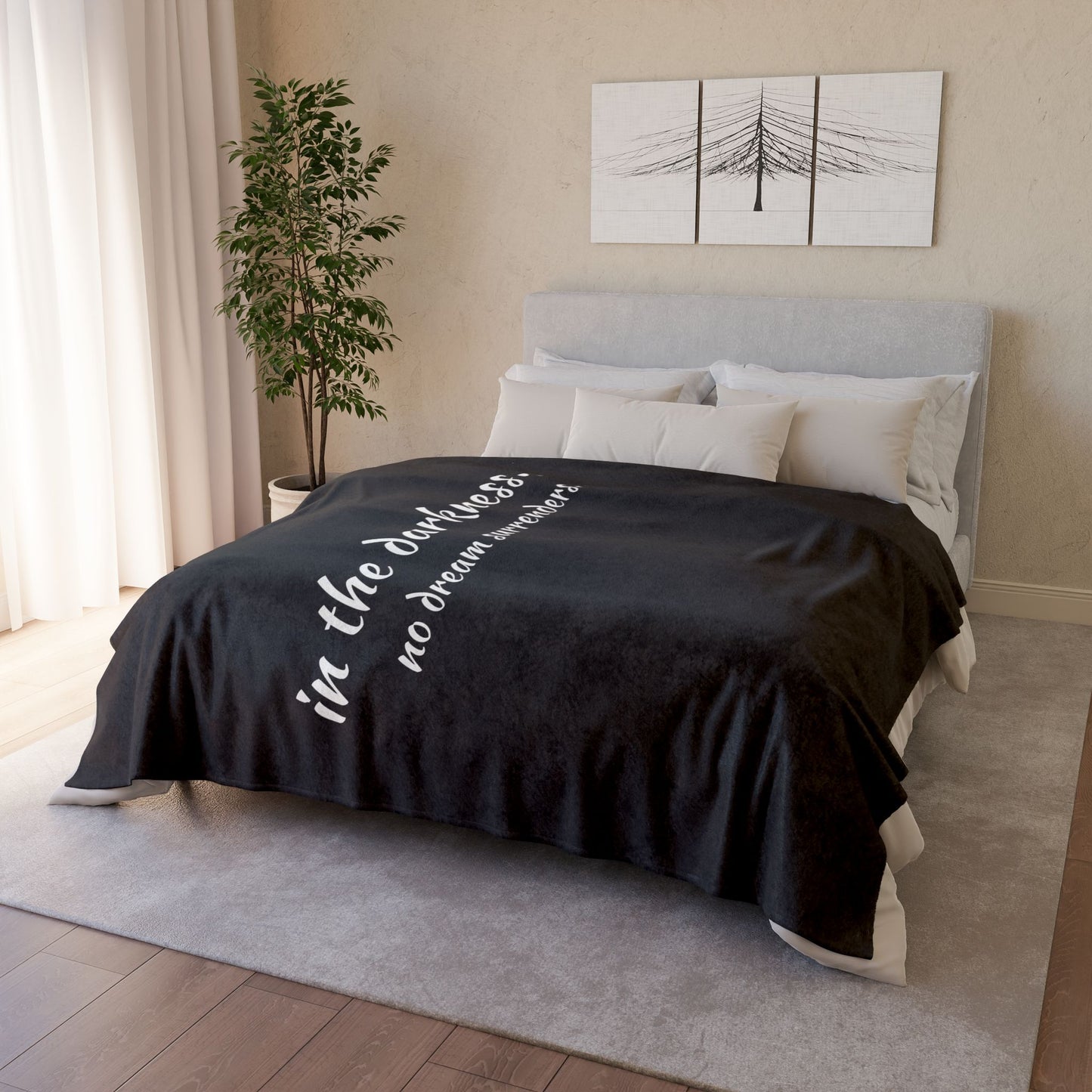 No Dream Surrenders" Cozy Blanket - Inspirational Fantasy Blanket by Cheshire Moon T-Shirts and Designs