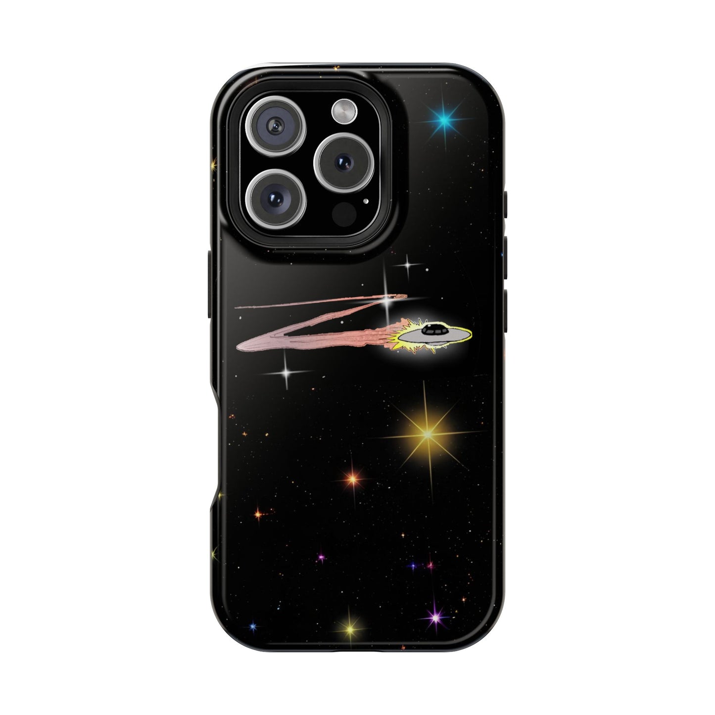 'Flying Saucer' Resistant Phone Case, Galaxy Space Design, Perfect Gift for Sci-Fi Lovers, Unique Phone Protector, Starry Night