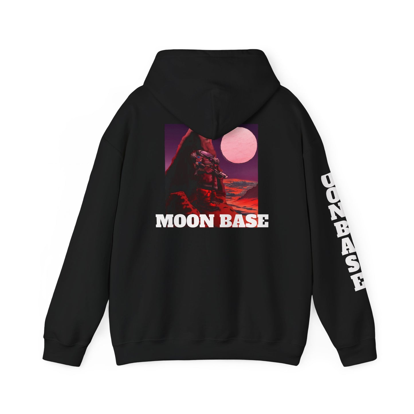 Science Fiction Hoodie - MOON BASE Space Colonist Heavy Blend™ hoodie by Cheshire Moon T-Shirts and Designs