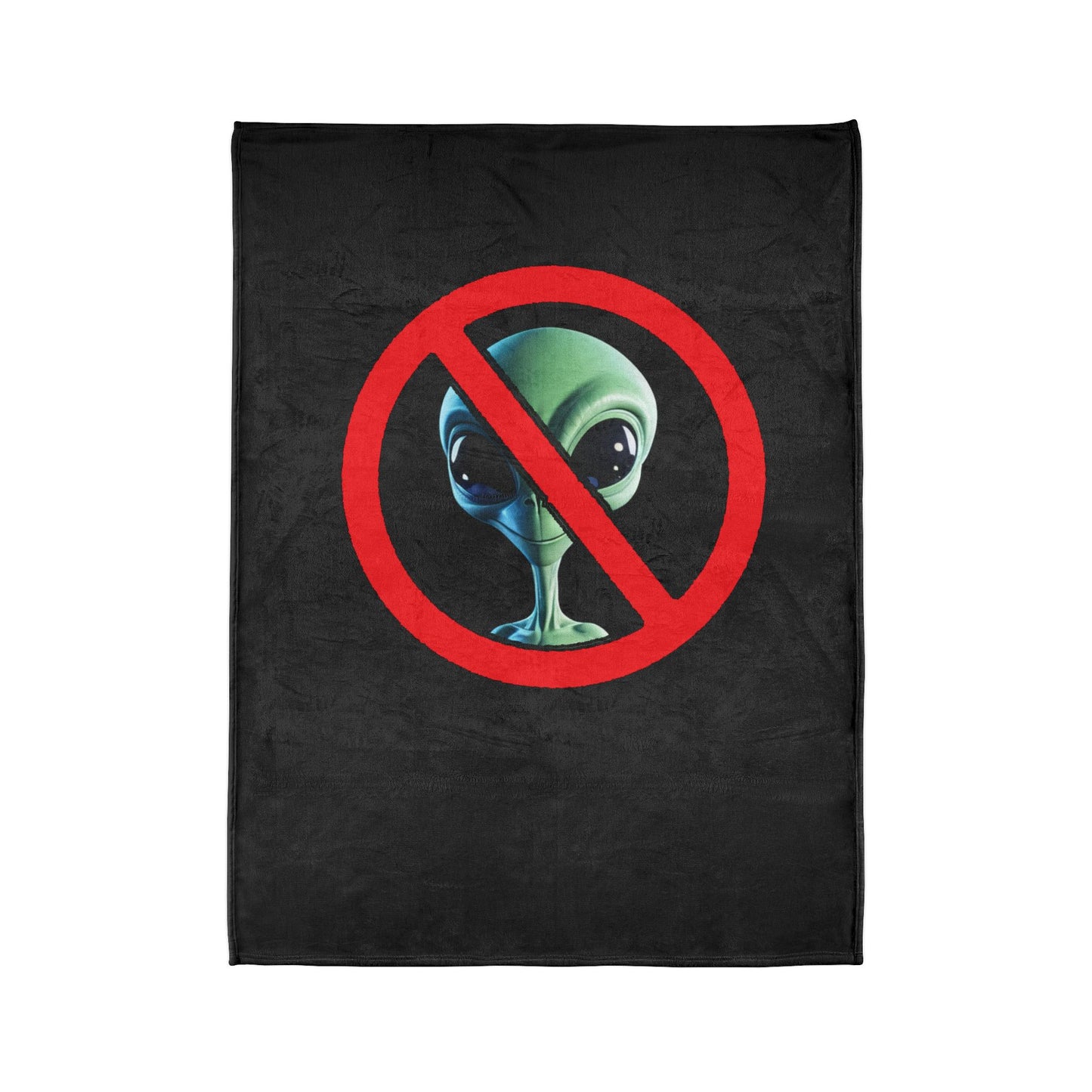 "NO ALIENS" Emergency Blanket - Funny Alien Deterrent for a Probe-Free Zone by Cheshire Moon T-Shirts and Designs Blanket