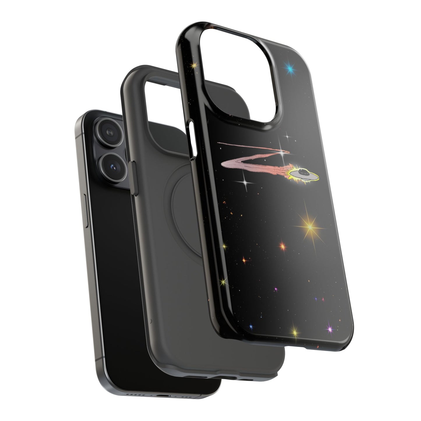 'Flying Saucer' Resistant Phone Case, Galaxy Space Design, Perfect Gift for Sci-Fi Lovers, Unique Phone Protector, Starry Night