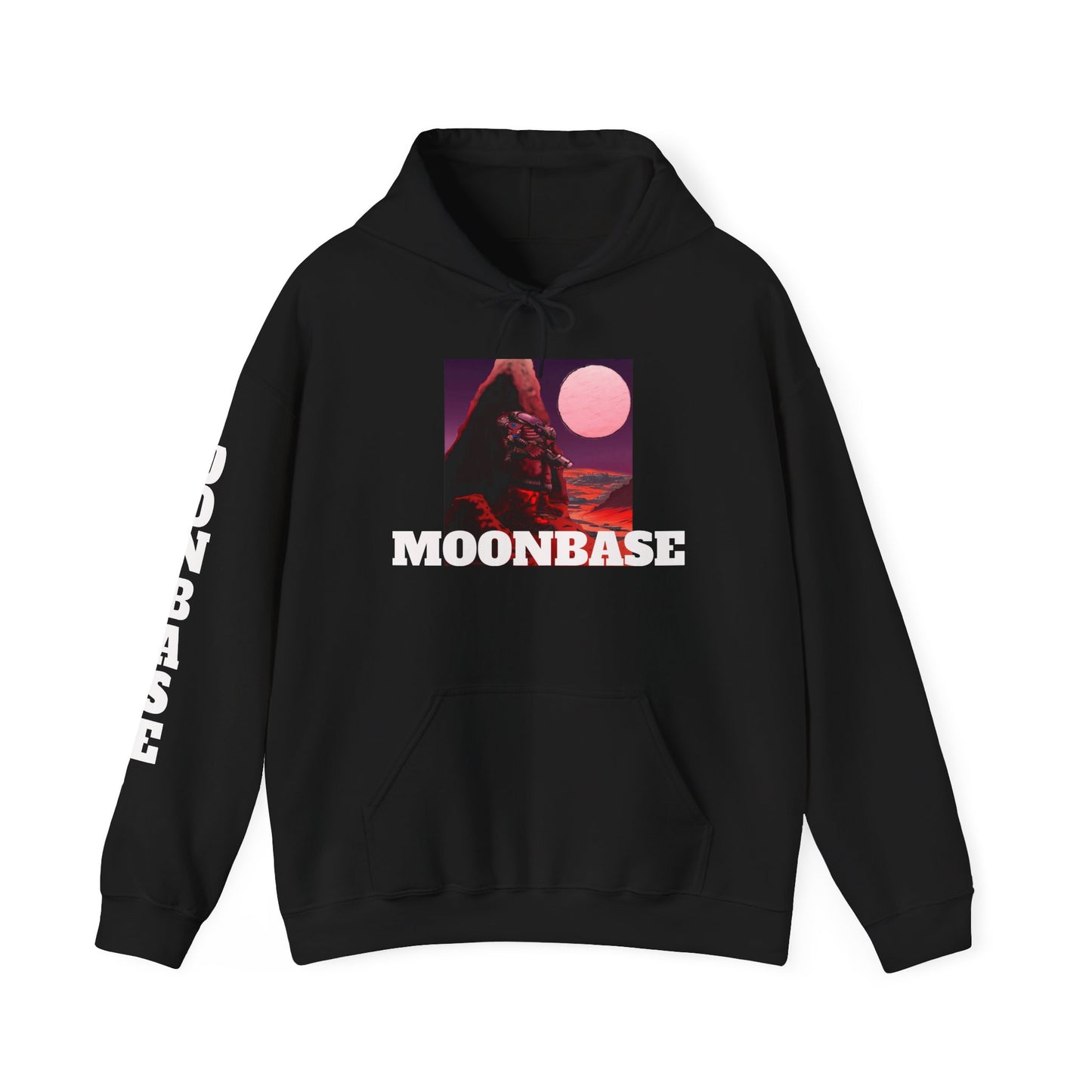 Science Fiction Hoodie - MOON BASE Space Colonist Heavy Blend™ hoodie by Cheshire Moon T-Shirts and Designs