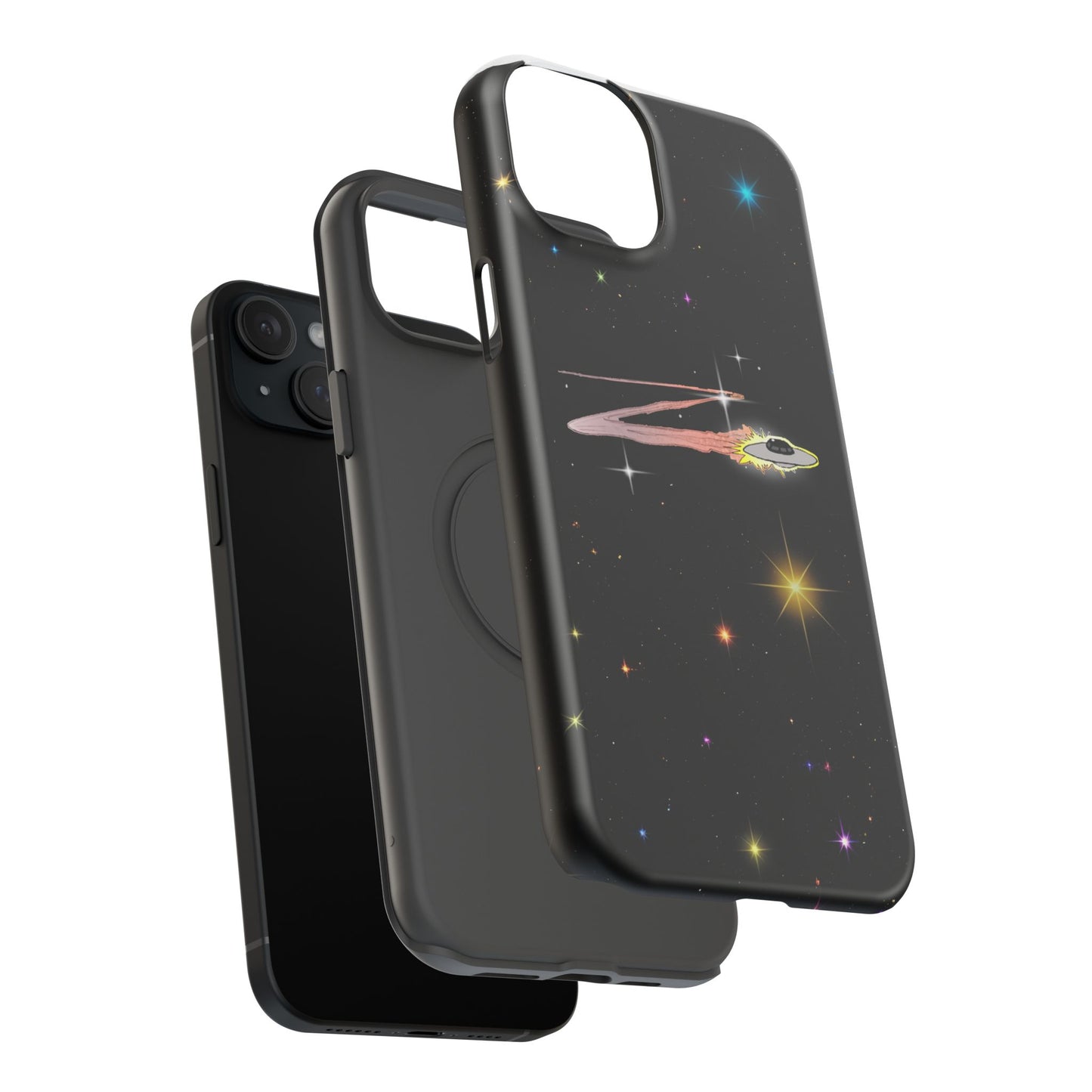 'Flying Saucer' Resistant Phone Case, Galaxy Space Design, Perfect Gift for Sci-Fi Lovers, Unique Phone Protector, Starry Night
