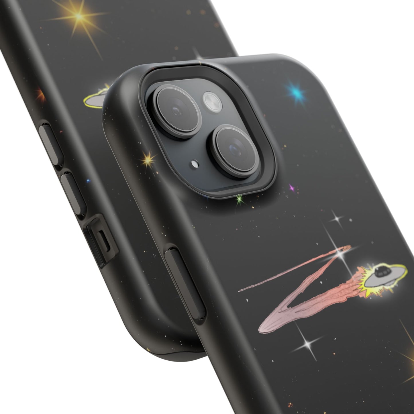 'Flying Saucer' Resistant Phone Case, Galaxy Space Design, Perfect Gift for Sci-Fi Lovers, Unique Phone Protector, Starry Night