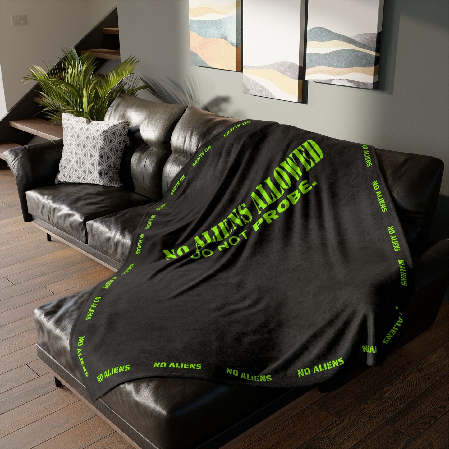 "No Aliens Allowed" Emergency Blanket TILT: The Funny Way to Evict Extraterrestrials by Cheshire Moon T-Shirts and Designs Blanket