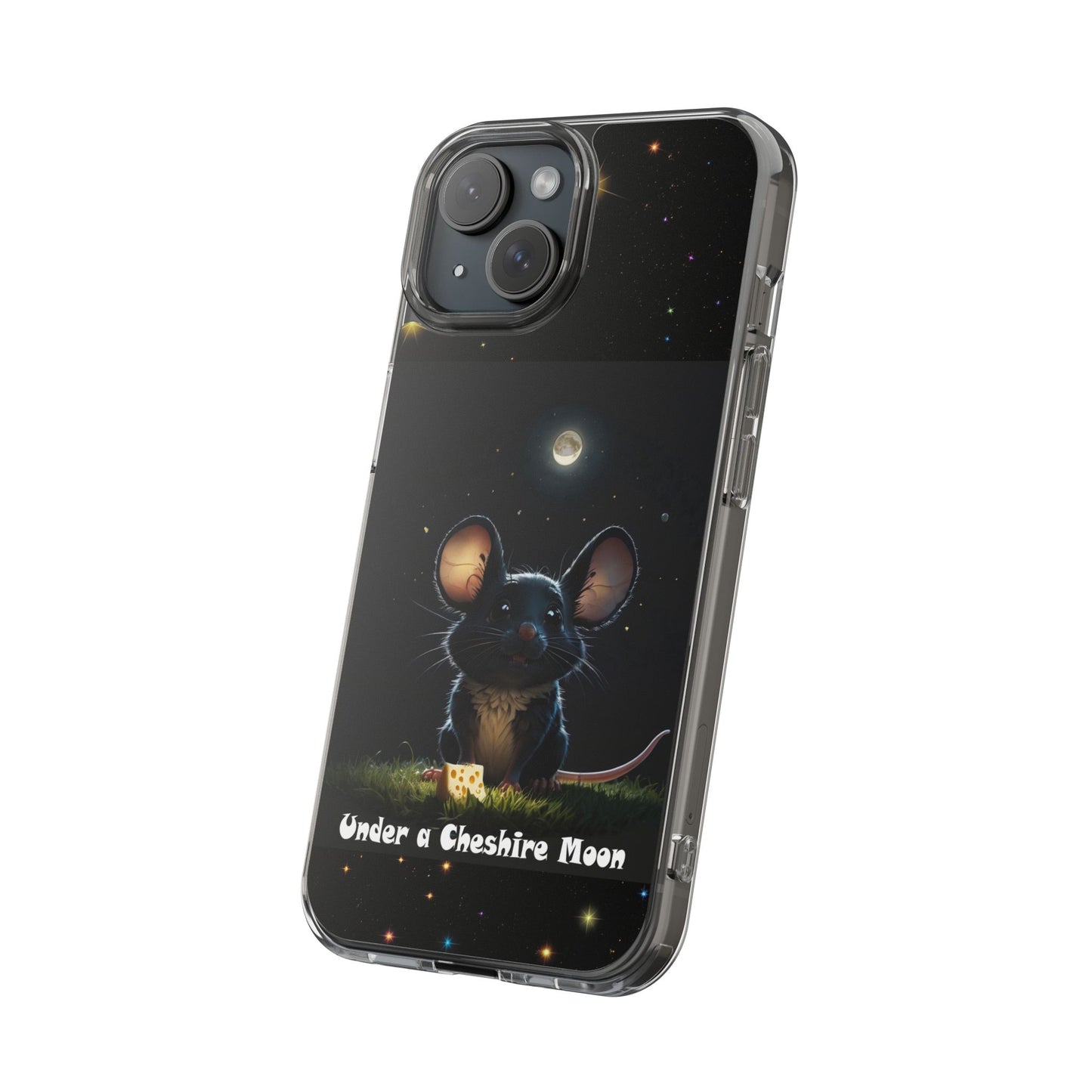 Adorable Phone Case 'Under A Cheshire Moon' Design, Mouse Phone Cover, Unique Gift for animal Lovers, Trendy Cute