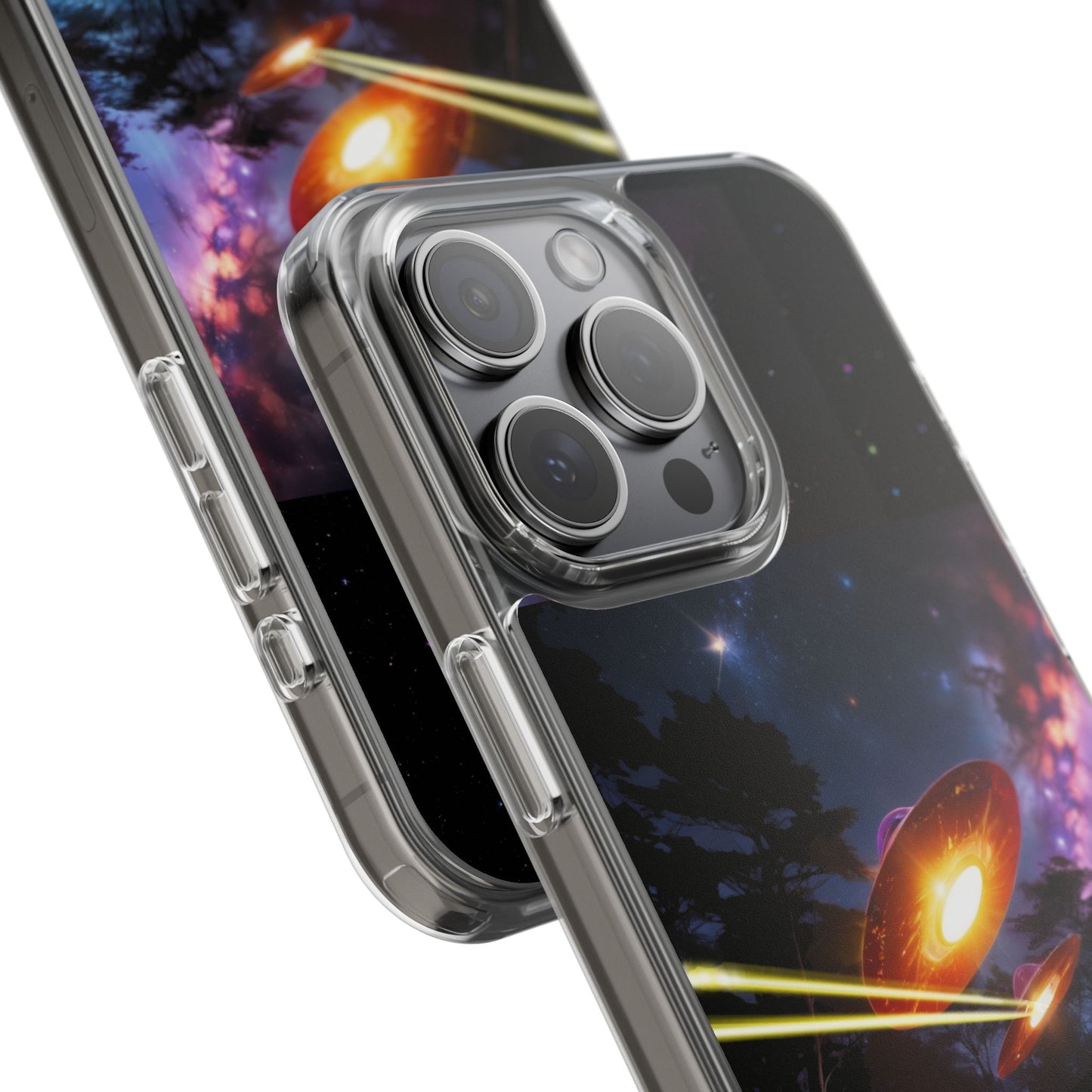 Cosmic Phone Case with 'Saucers' Design Phone Cover, Unique Gift for sci-fi Lovers, Trendy Tech Accessory, Chill Vibe