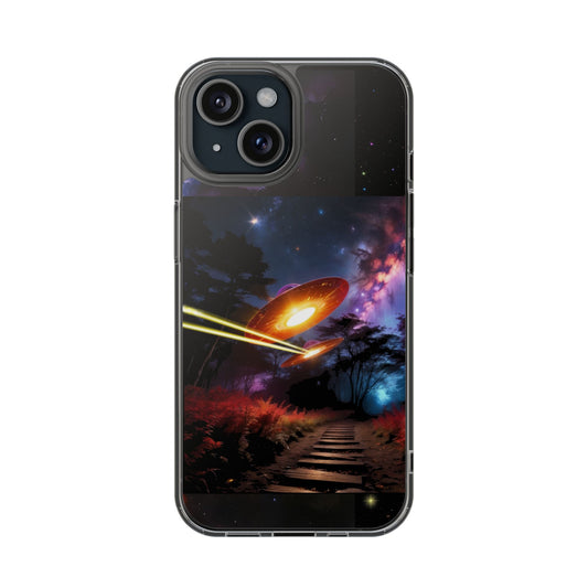 Cosmic Phone Case with 'Saucers' Design Phone Cover, Unique Gift for sci-fi Lovers, Trendy Tech Accessory, Chill Vibe
