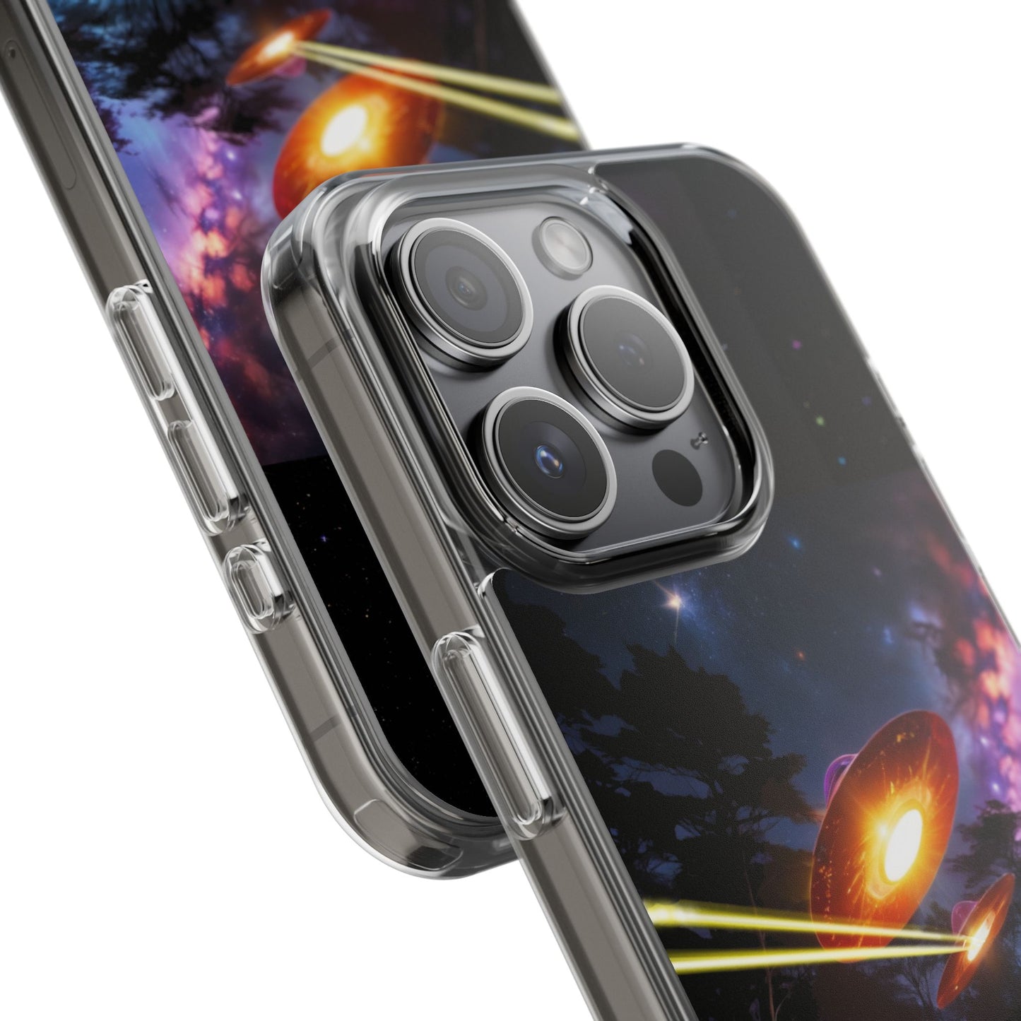 Cosmic Phone Case with 'Saucers' Design Phone Cover, Unique Gift for sci-fi Lovers, Trendy Tech Accessory, Chill Vibe