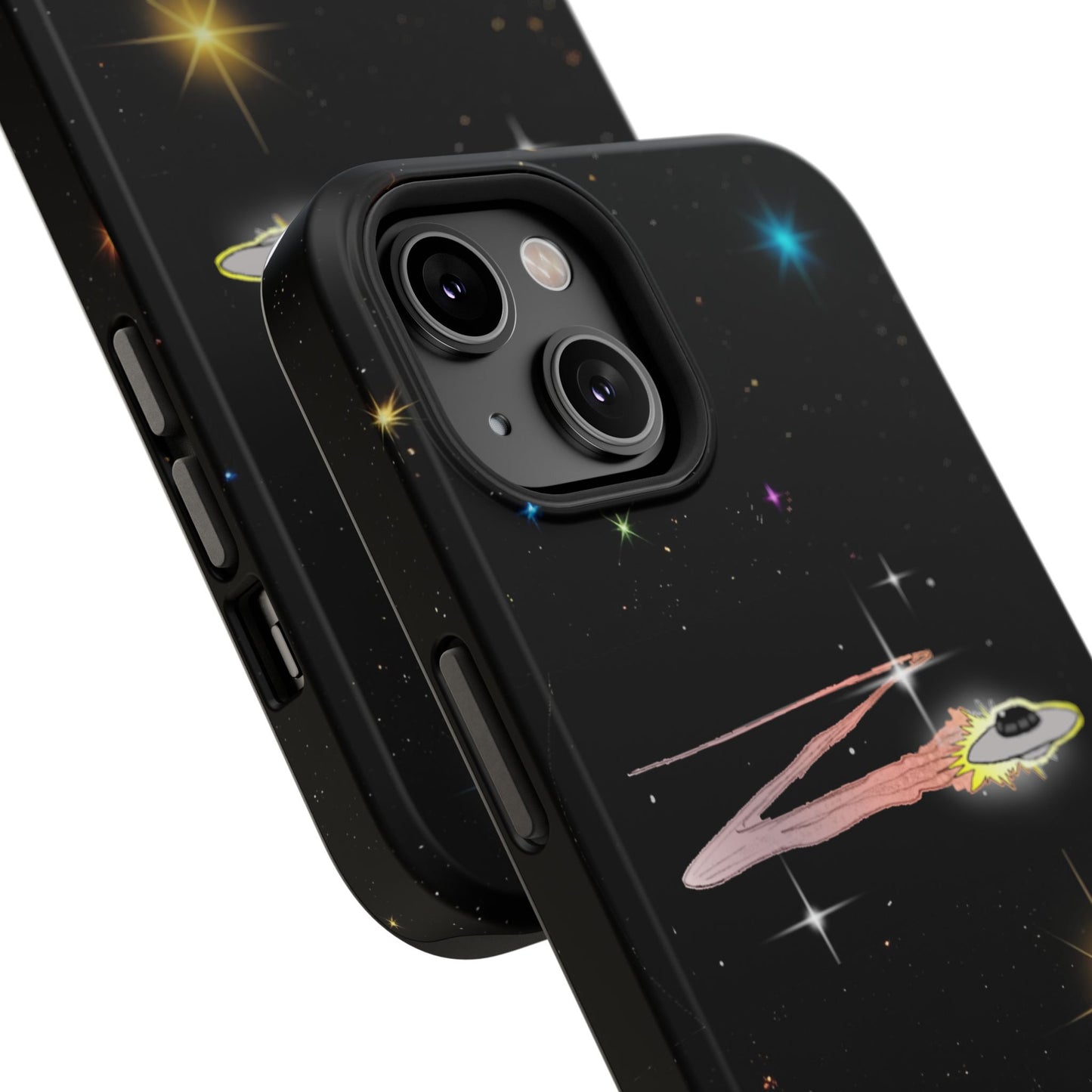 'Flying Saucer' Resistant Phone Case, Galaxy Space Design, Perfect Gift for Sci-Fi Lovers, Unique Phone Protector, Starry Night
