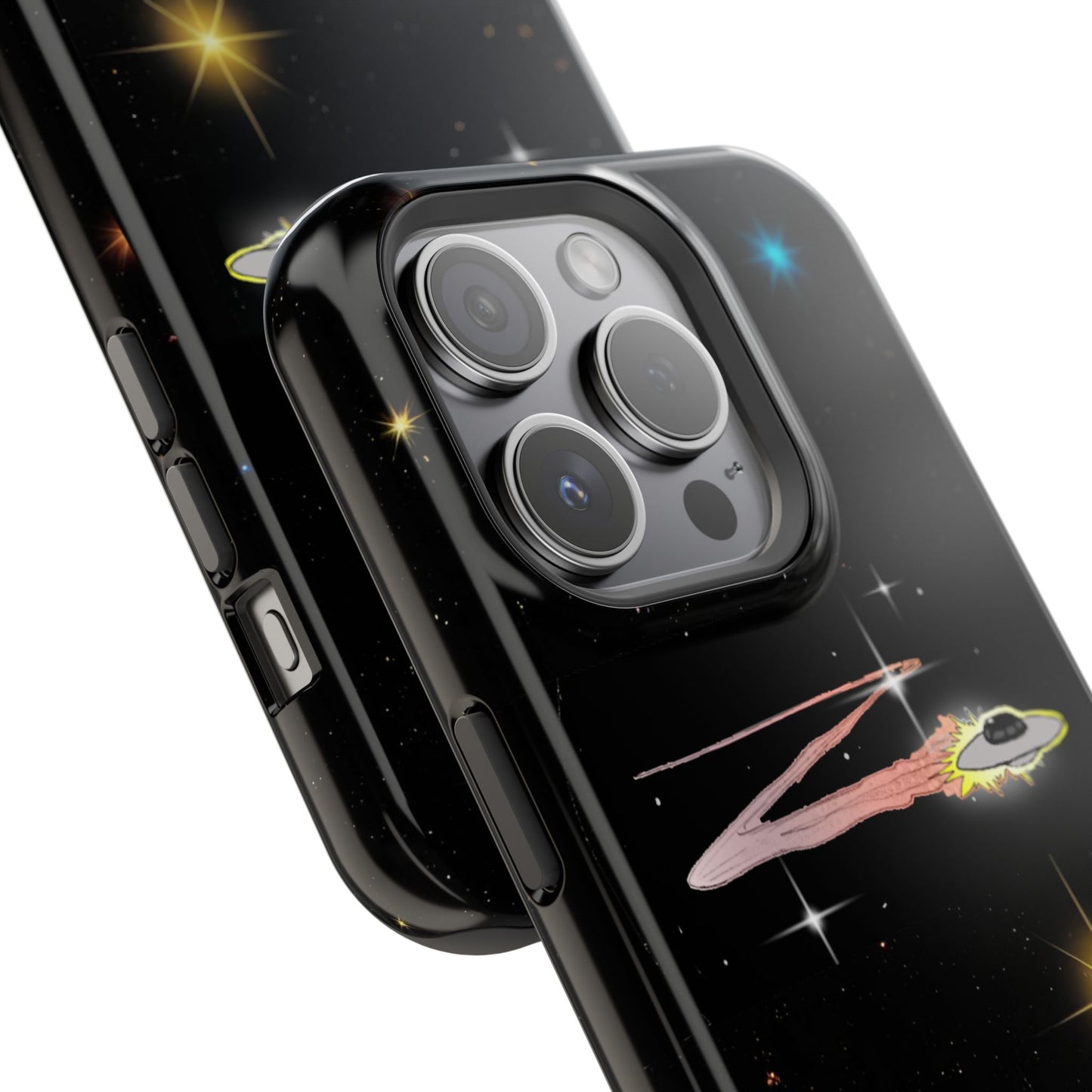 'Flying Saucer' Resistant Phone Case, Galaxy Space Design, Perfect Gift for Sci-Fi Lovers, Unique Phone Protector, Starry Night