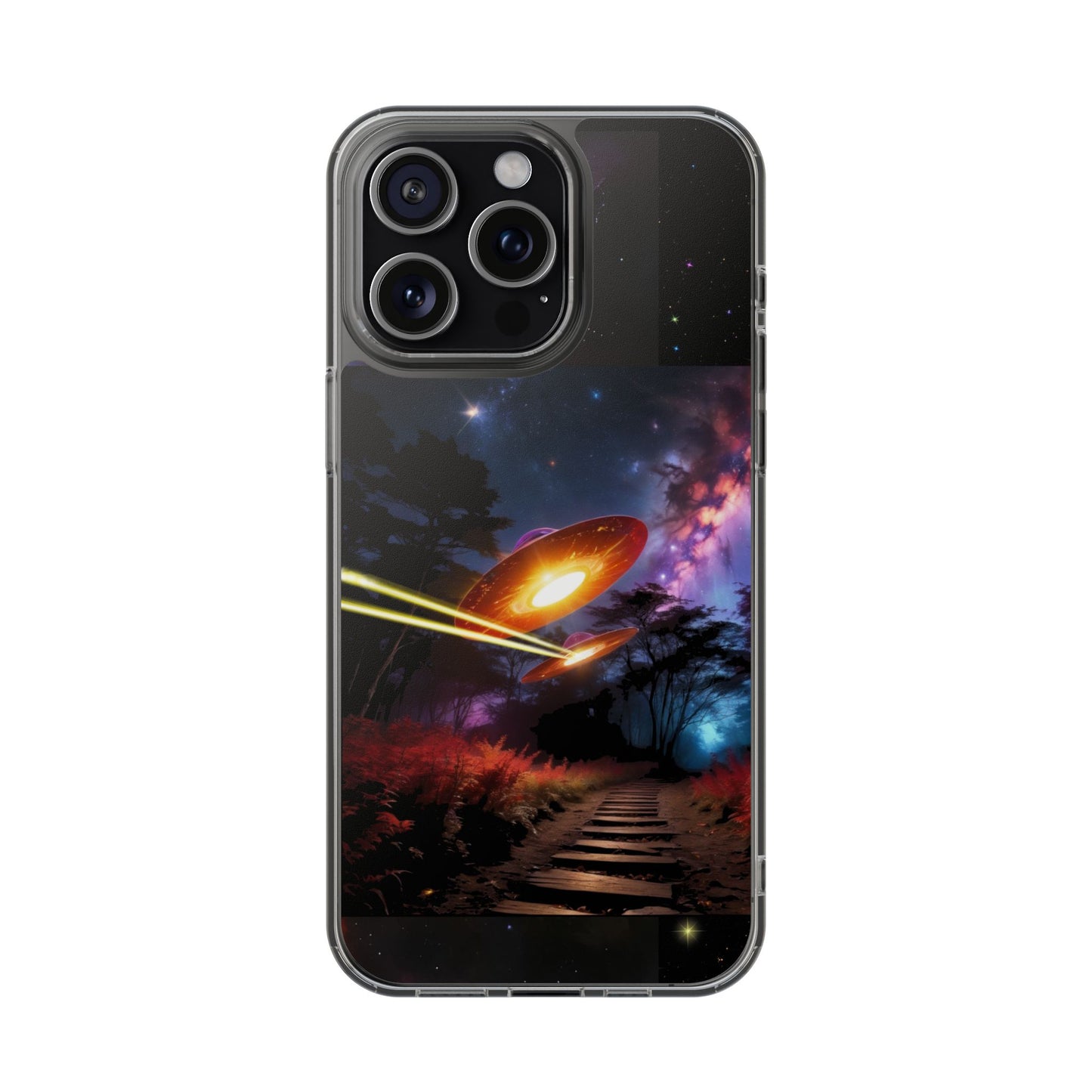 Cosmic Phone Case with 'Saucers' Design Phone Cover, Unique Gift for sci-fi Lovers, Trendy Tech Accessory, Chill Vibe