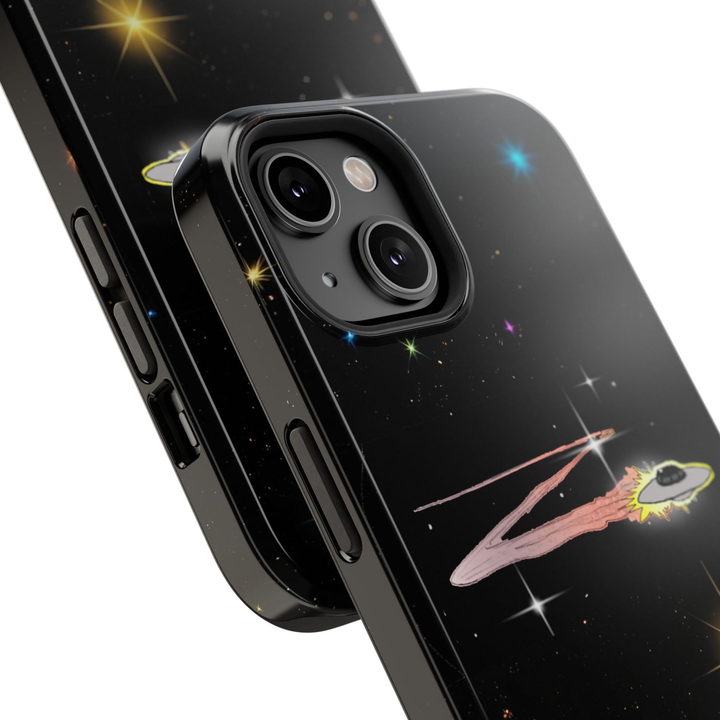'Flying Saucer' Resistant Phone Case, Galaxy Space Design, Perfect Gift for Sci-Fi Lovers, Unique Phone Protector, Starry Night