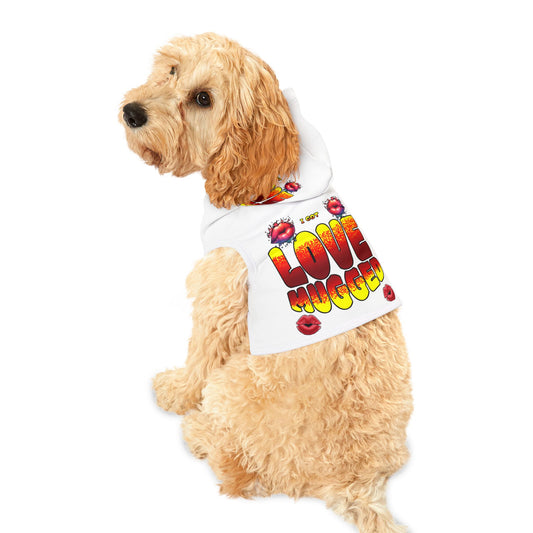 Cute Pet Hoodie "Love Mugged Dog Hoodie : I'm the Victim of Unconditional Love, Funny Pet Clothes, Cozy Animal Wear
