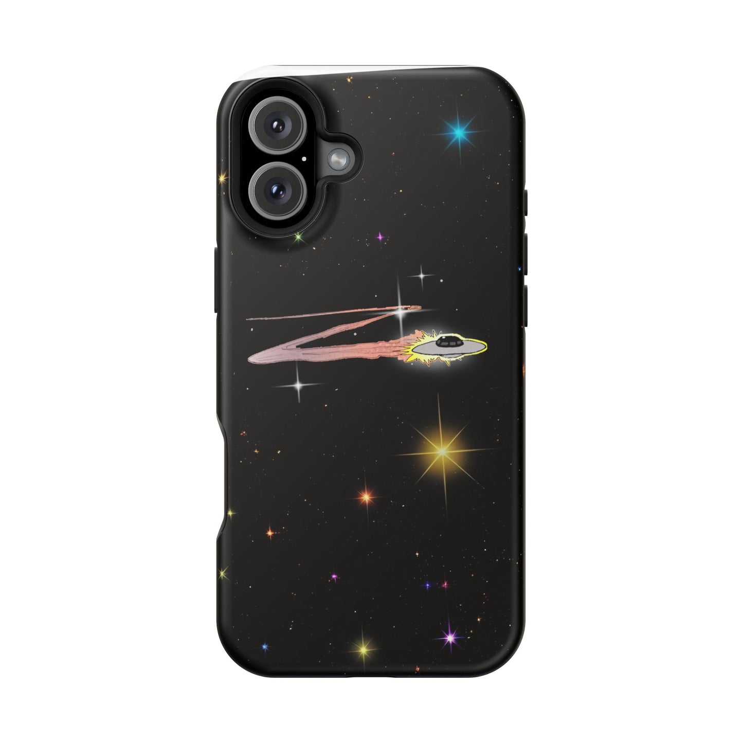 'Flying Saucer' Resistant Phone Case, Galaxy Space Design, Perfect Gift for Sci-Fi Lovers, Unique Phone Protector, Starry Night
