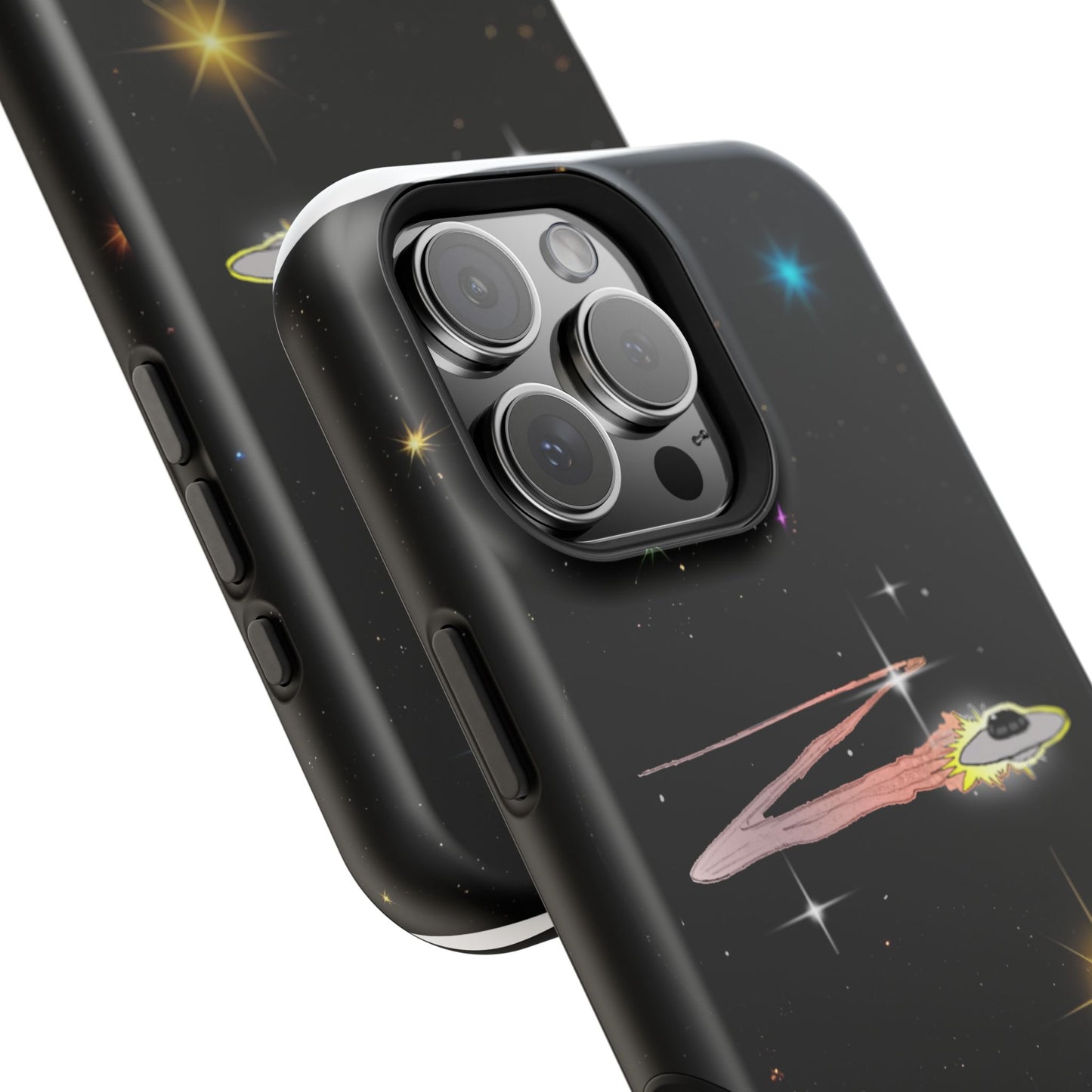 'Flying Saucer' Resistant Phone Case, Galaxy Space Design, Perfect Gift for Sci-Fi Lovers, Unique Phone Protector, Starry Night
