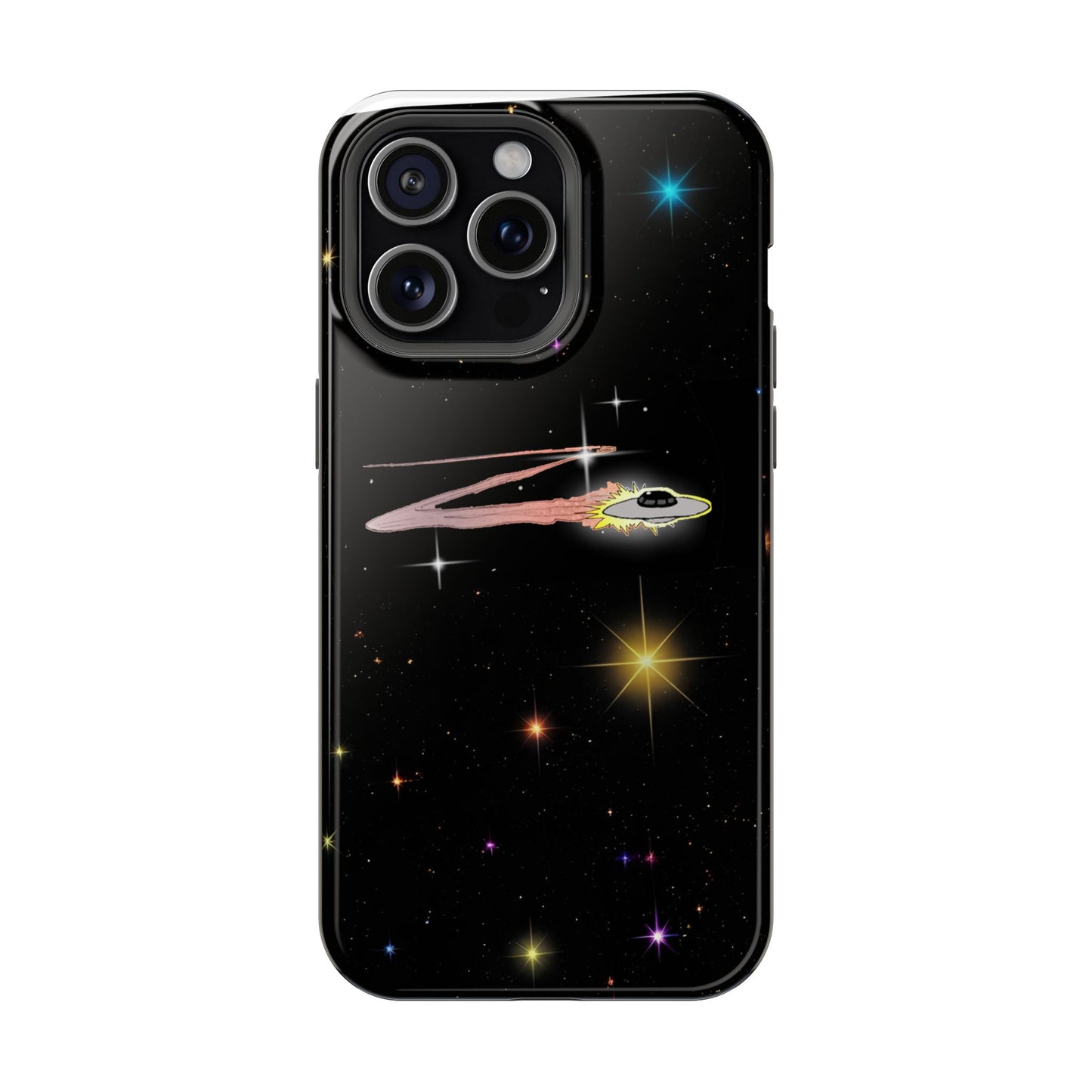 'Flying Saucer' Resistant Phone Case, Galaxy Space Design, Perfect Gift for Sci-Fi Lovers, Unique Phone Protector, Starry Night