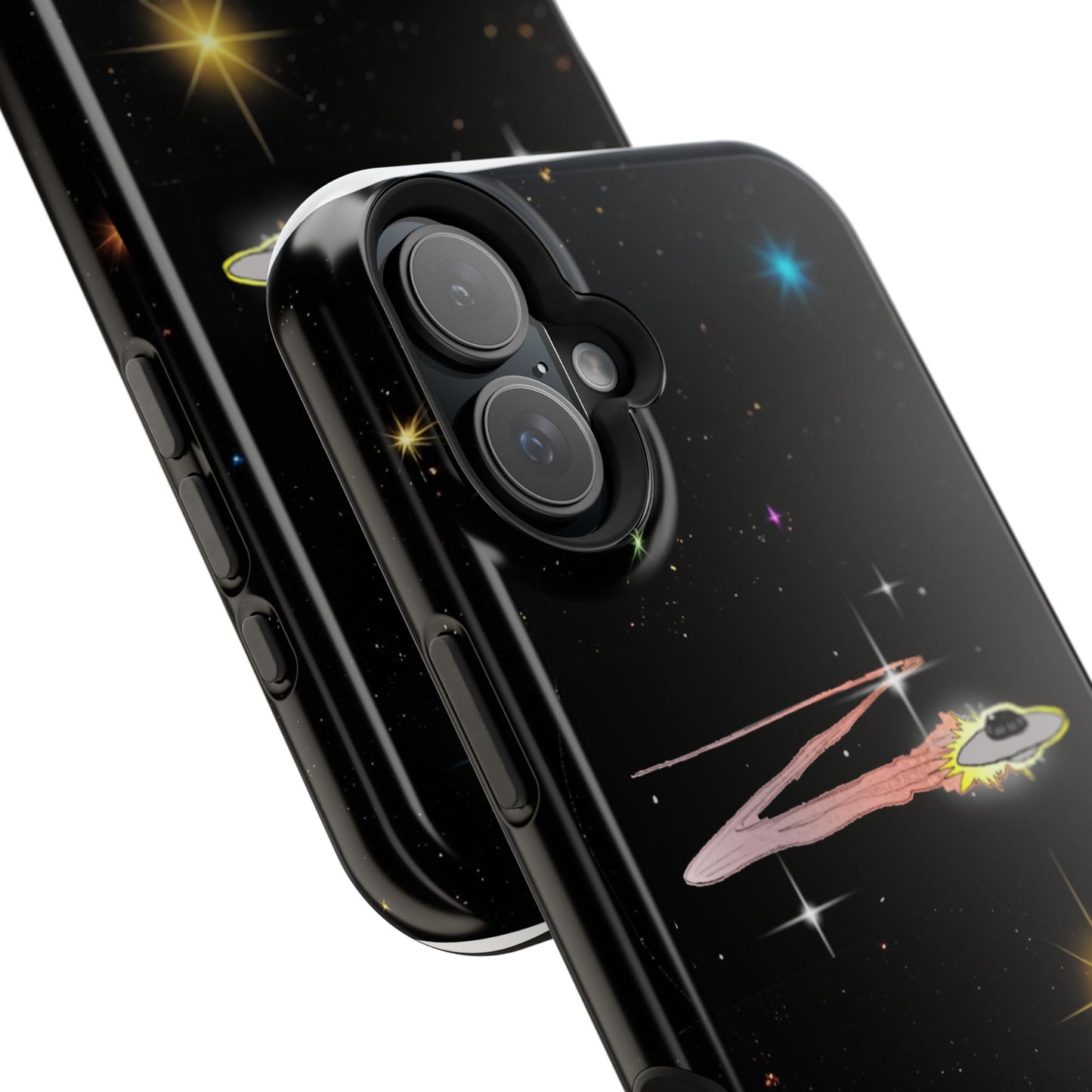 'Flying Saucer' Resistant Phone Case, Galaxy Space Design, Perfect Gift for Sci-Fi Lovers, Unique Phone Protector, Starry Night