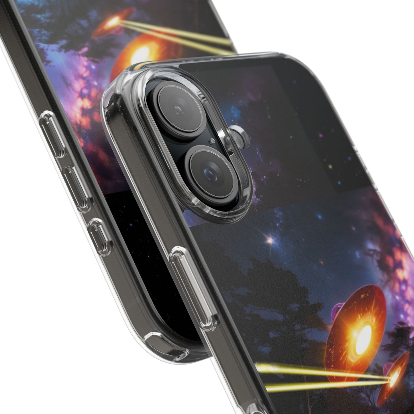 Cosmic Phone Case with 'Saucers' Design Phone Cover, Unique Gift for sci-fi Lovers, Trendy Tech Accessory, Chill Vibe