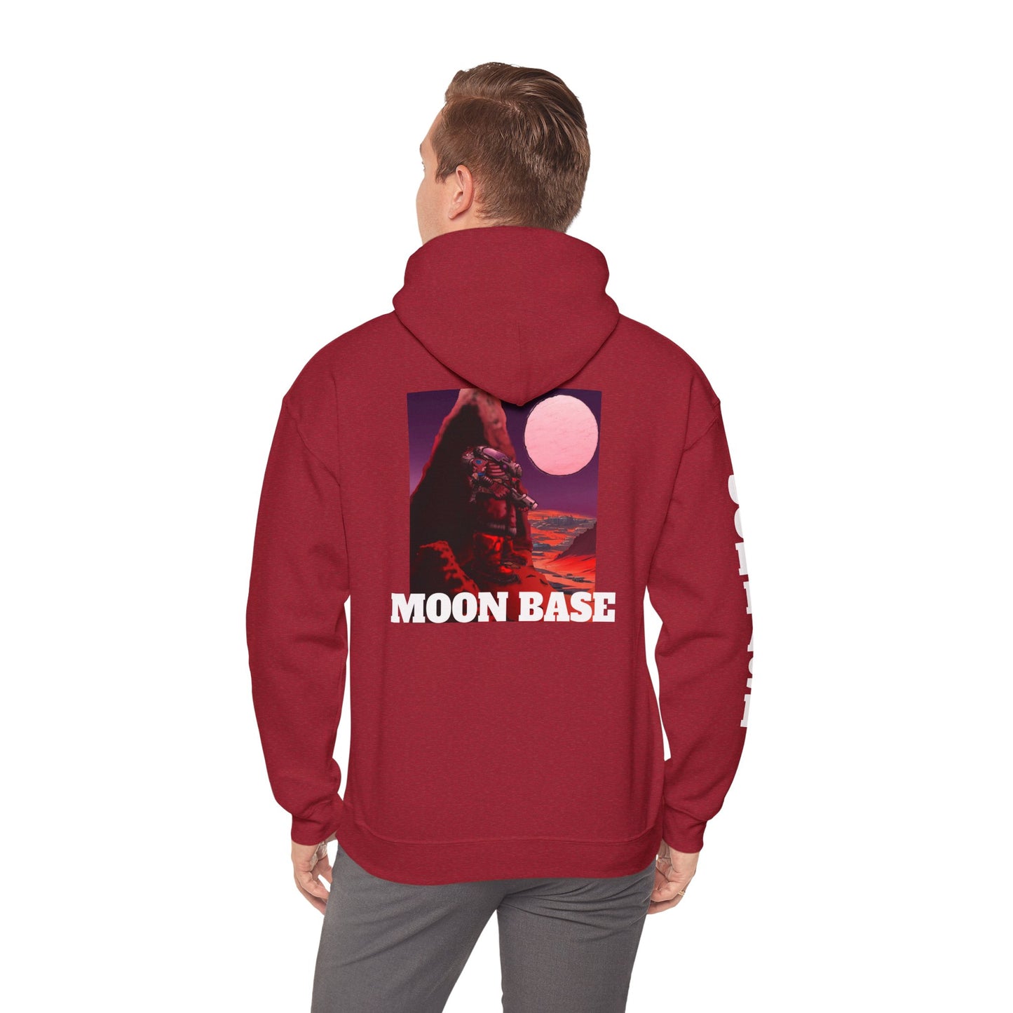 Science Fiction Hoodie - MOON BASE Space Colonist Heavy Blend™ hoodie by Cheshire Moon T-Shirts and Designs