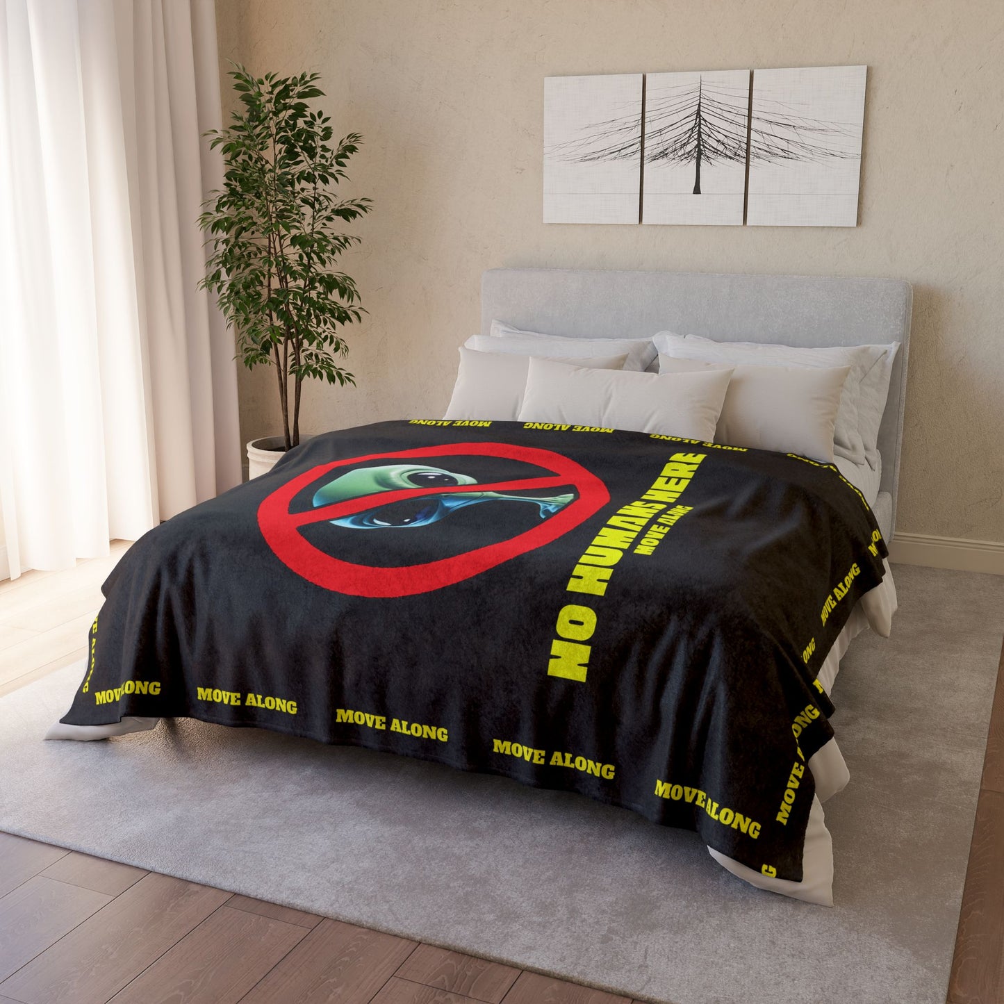 "MOVE ALONG" Emergency Blanket: The Funny Way to Tell Aliens to Keep Moving! by Cheshire Moon T-Shirts and Designs Blanket