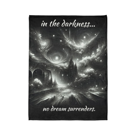 Cool Mystic Blanket – “In the Darkness... No Dream Surrenders” | Fantasy Cozy Throw by Cheshire Moon T-Shirts and Designs