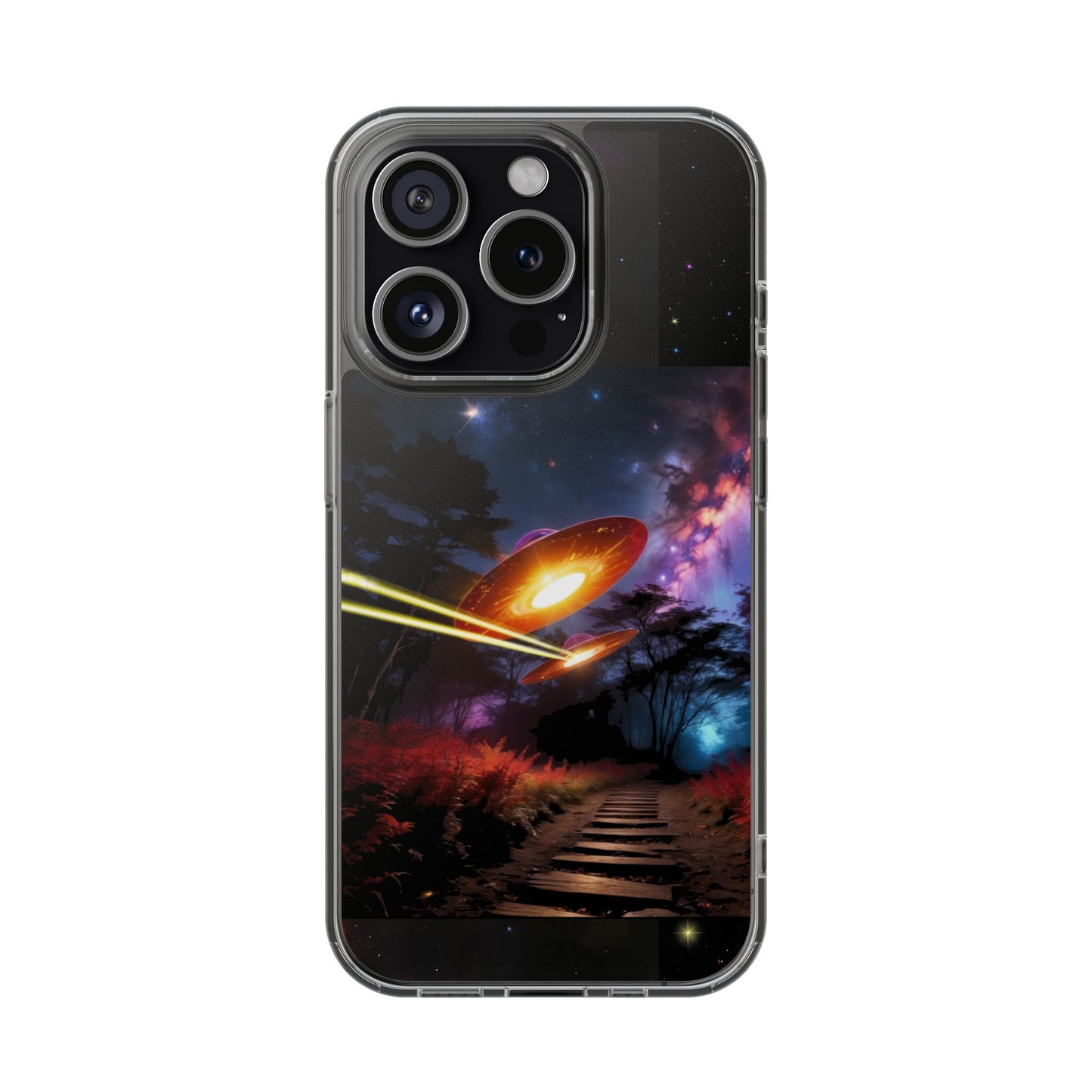 Cosmic Phone Case with 'Saucers' Design Phone Cover, Unique Gift for sci-fi Lovers, Trendy Tech Accessory, Chill Vibe