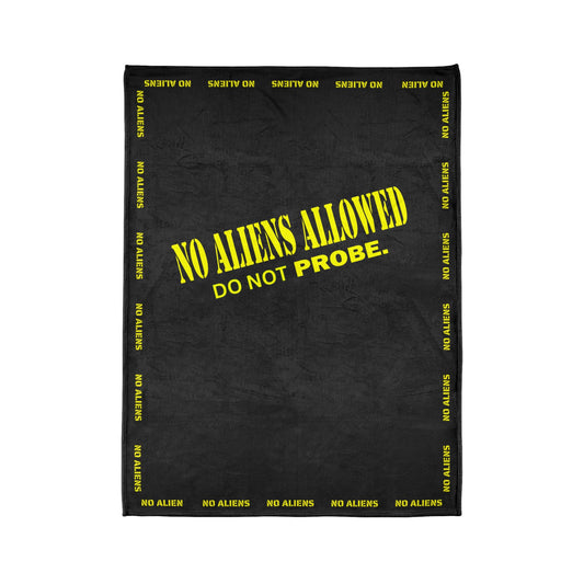 Sleep Soundly with the "No Aliens Allowed" Blanket TILT: Your Personal Force Field by Cheshire Moon T-Shirts and Designs Blanket