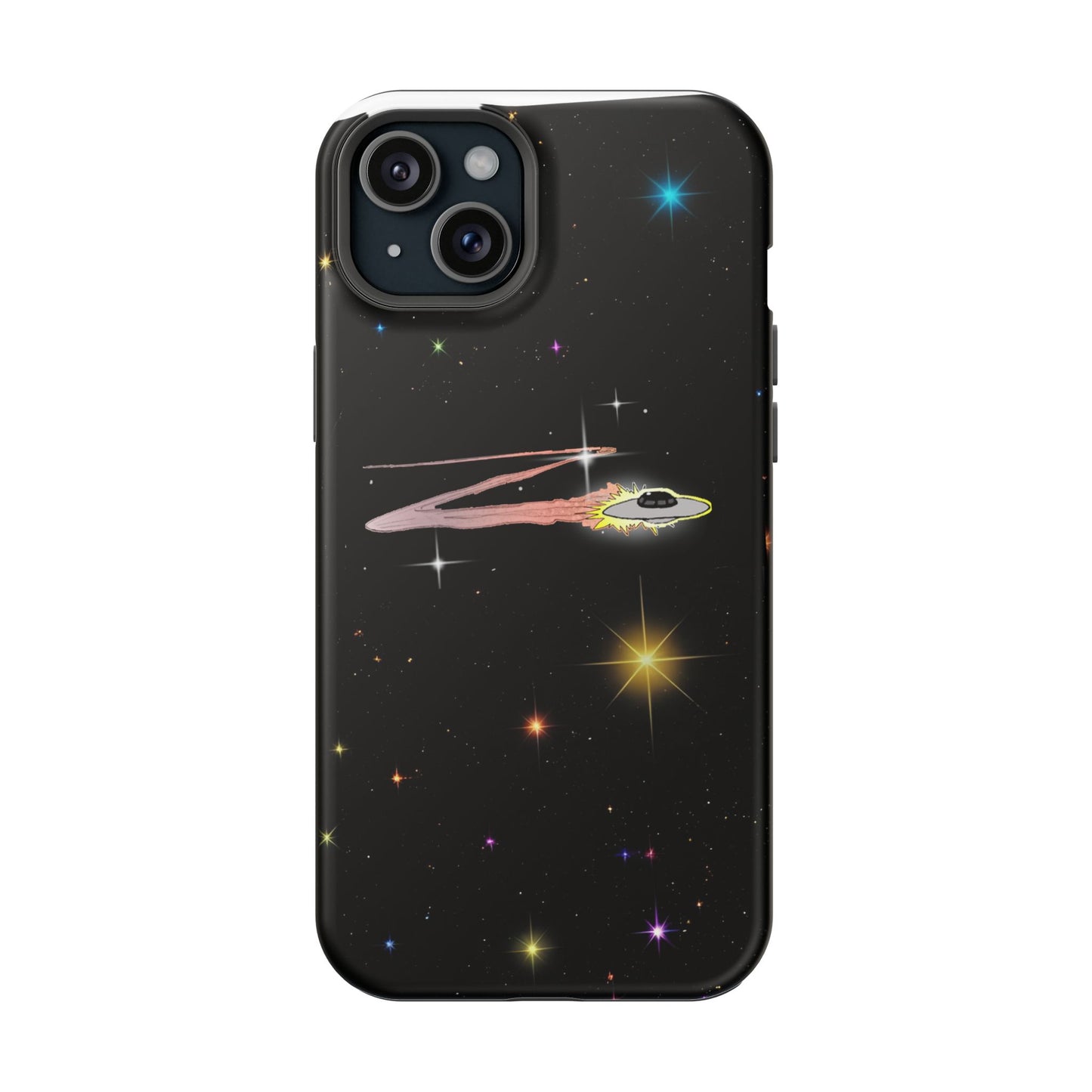 'Flying Saucer' Resistant Phone Case, Galaxy Space Design, Perfect Gift for Sci-Fi Lovers, Unique Phone Protector, Starry Night