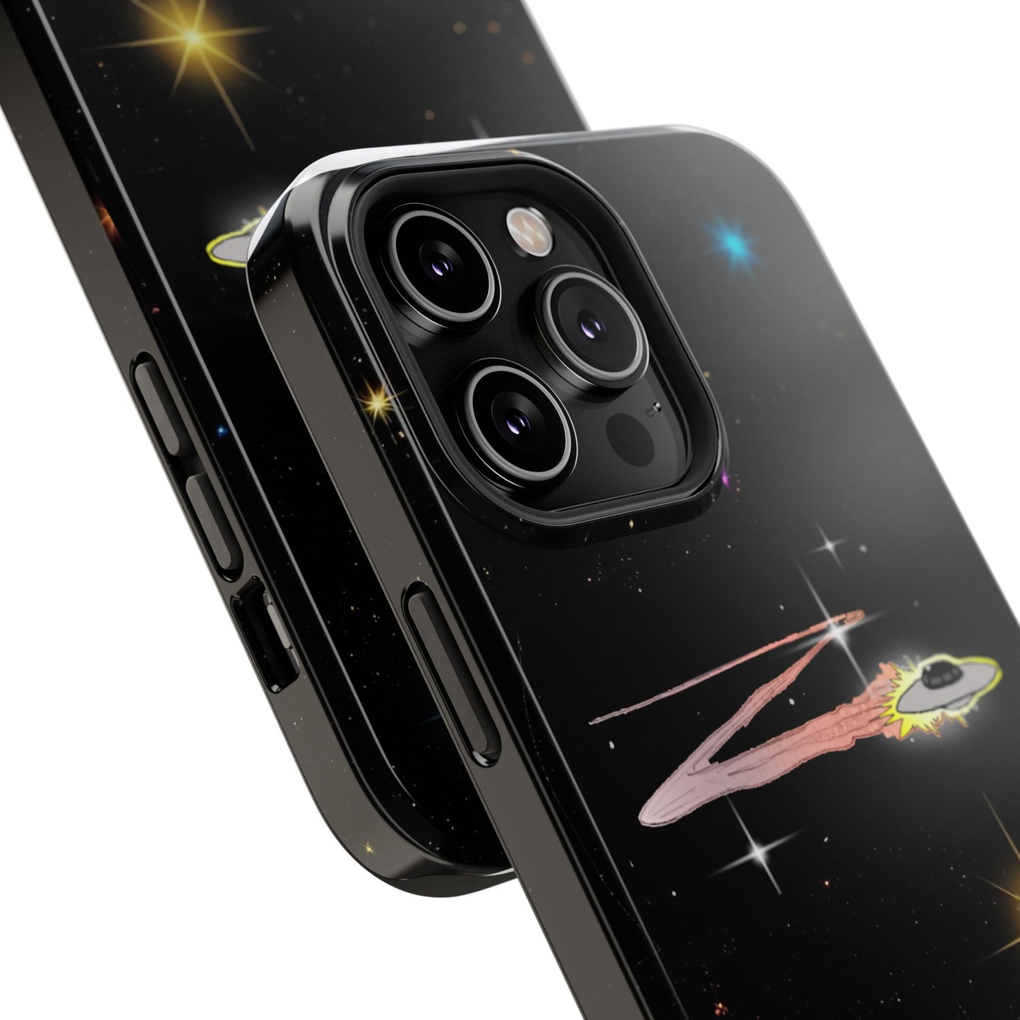 'Flying Saucer' Resistant Phone Case, Galaxy Space Design, Perfect Gift for Sci-Fi Lovers, Unique Phone Protector, Starry Night