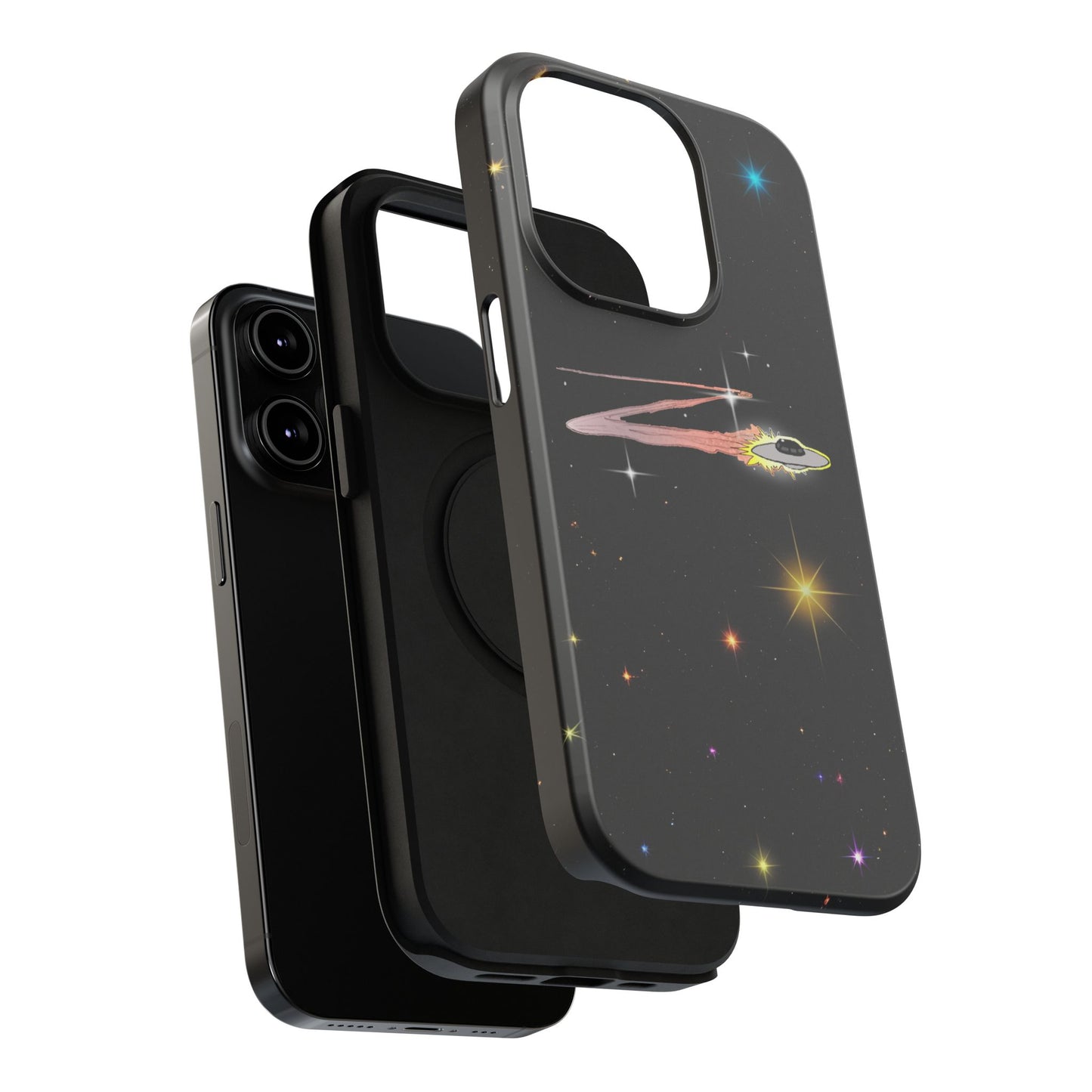 'Flying Saucer' Resistant Phone Case, Galaxy Space Design, Perfect Gift for Sci-Fi Lovers, Unique Phone Protector, Starry Night