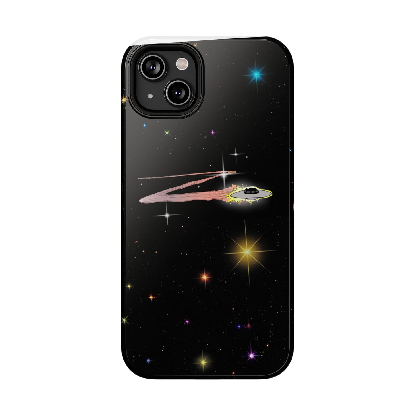 'Flying Saucer' Resistant Phone Case, Galaxy Space Design, Perfect Gift for Sci-Fi Lovers, Unique Phone Protector, Starry Night