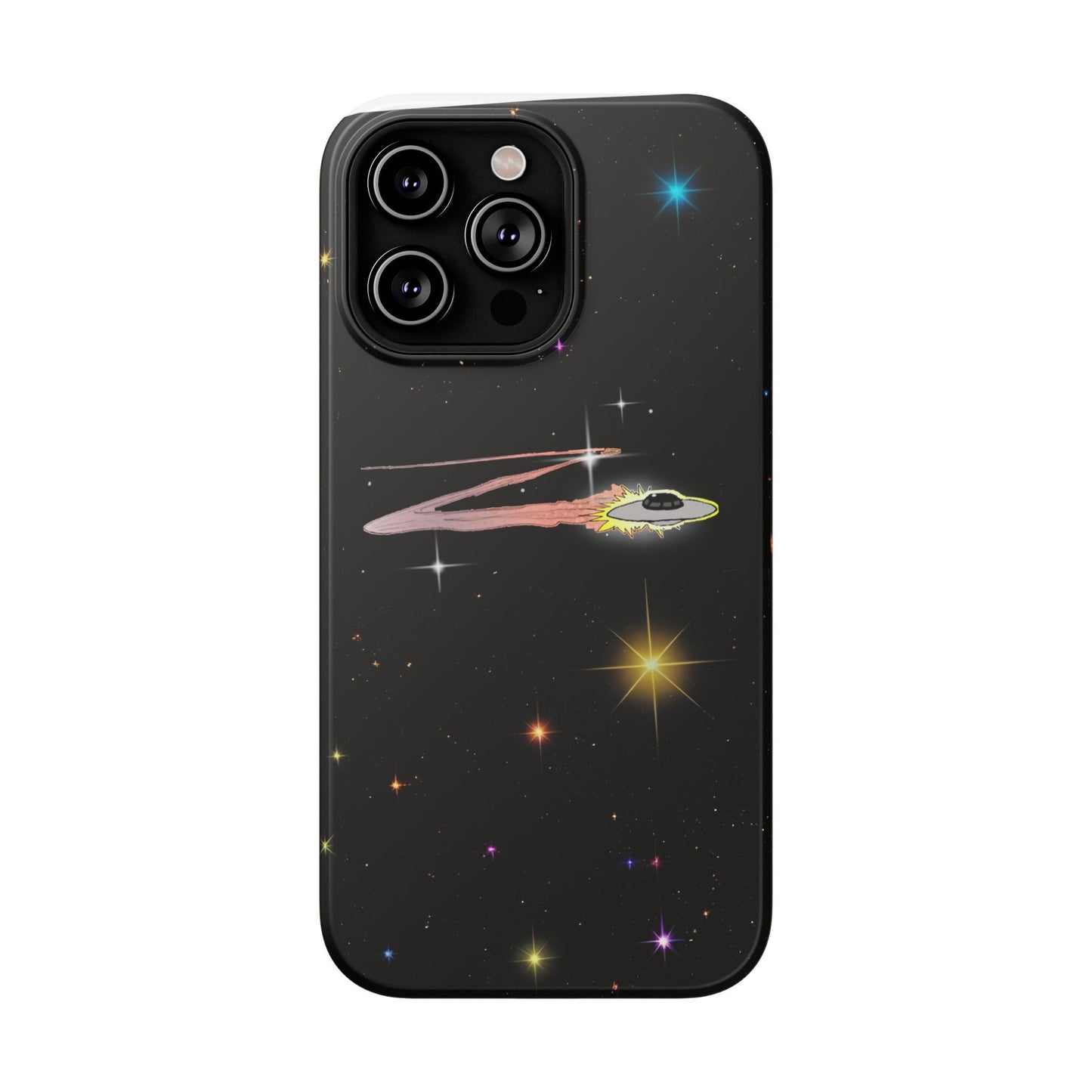 'Flying Saucer' Resistant Phone Case, Galaxy Space Design, Perfect Gift for Sci-Fi Lovers, Unique Phone Protector, Starry Night