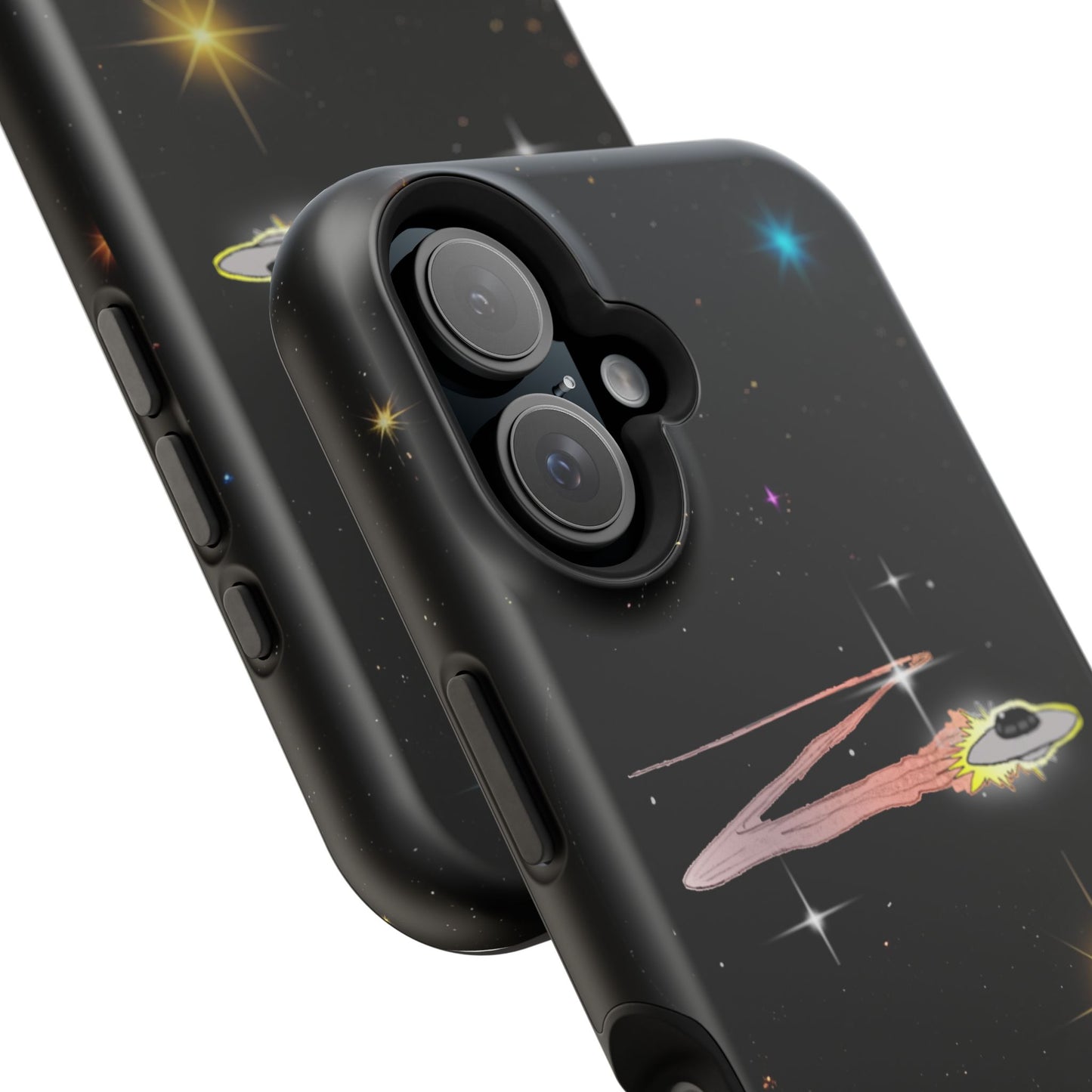 'Flying Saucer' Resistant Phone Case, Galaxy Space Design, Perfect Gift for Sci-Fi Lovers, Unique Phone Protector, Starry Night