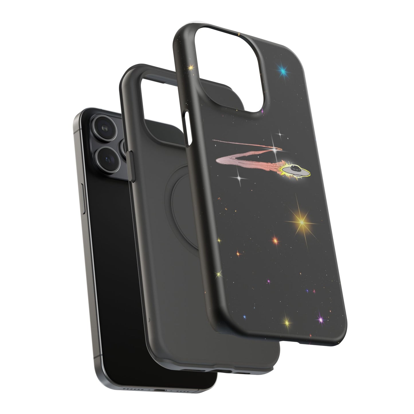 'Flying Saucer' Resistant Phone Case, Galaxy Space Design, Perfect Gift for Sci-Fi Lovers, Unique Phone Protector, Starry Night
