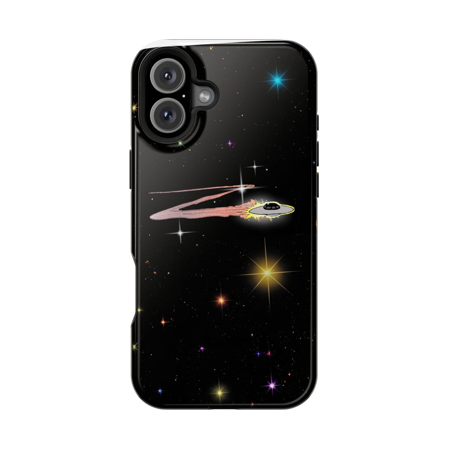 'Flying Saucer' Resistant Phone Case, Galaxy Space Design, Perfect Gift for Sci-Fi Lovers, Unique Phone Protector, Starry Night