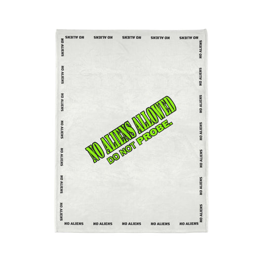 UFO Repellent Throw: "No Aliens Allowed" TILT - Cozy, Humorous, and Guaranteed to Deter Probing and Alien Squatters! by Cheshire Moon T-Shirts and Designs Blanket