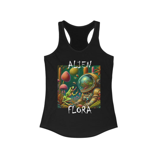 'Alien Flora' Racerback Tank Top, Graphic Shirt for Summer, Gift for Sci-Fi Lovers, Cool Workout Apparel, Cute Festival Wear
