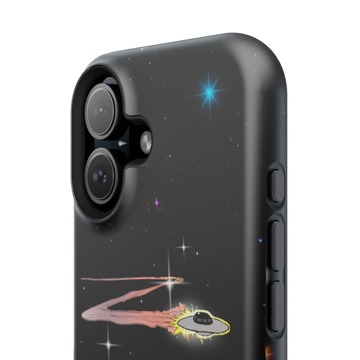 'Flying Saucer' Resistant Phone Case, Galaxy Space Design, Perfect Gift for Sci-Fi Lovers, Unique Phone Protector, Starry Night