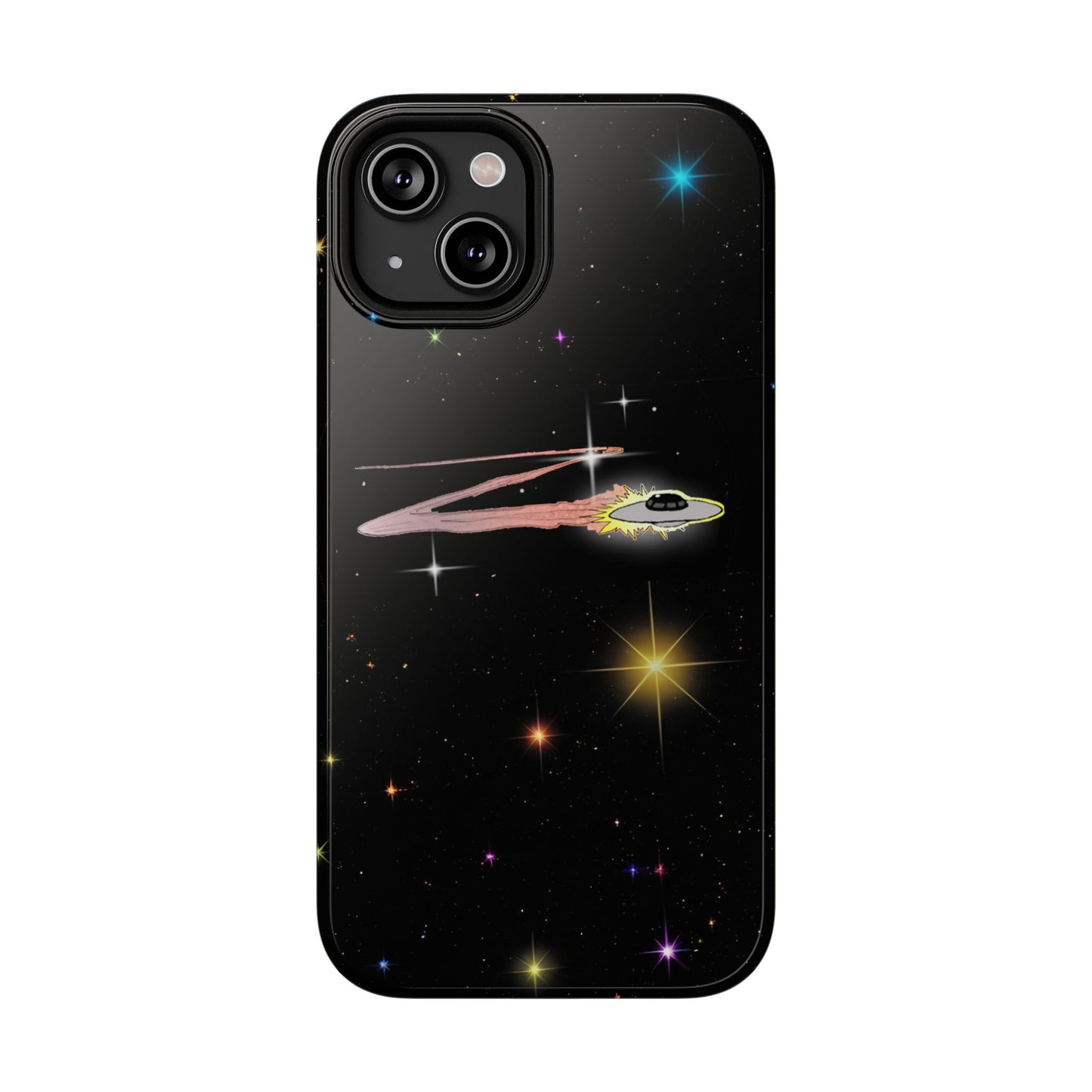 'Flying Saucer' Resistant Phone Case, Galaxy Space Design, Perfect Gift for Sci-Fi Lovers, Unique Phone Protector, Starry Night