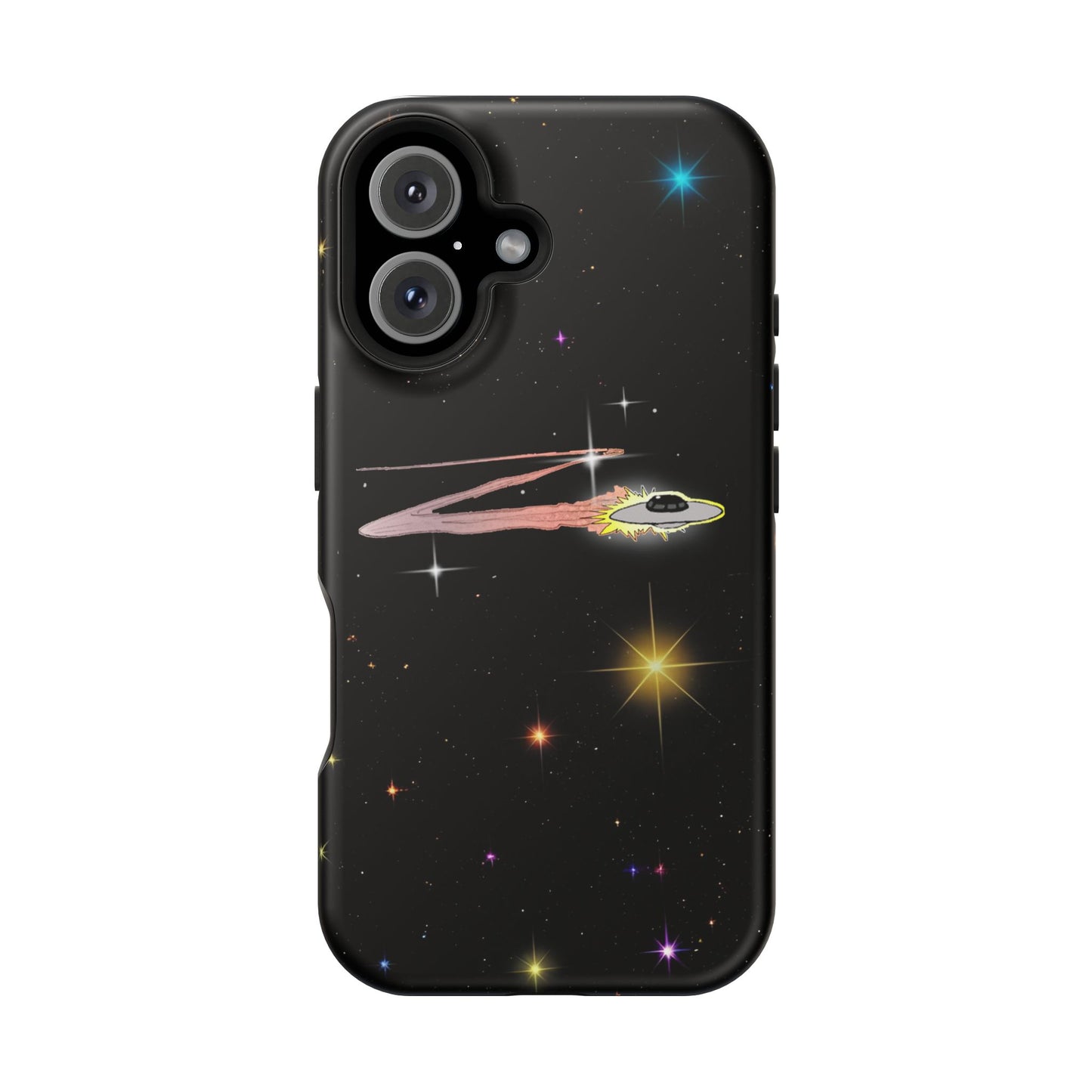 'Flying Saucer' Resistant Phone Case, Galaxy Space Design, Perfect Gift for Sci-Fi Lovers, Unique Phone Protector, Starry Night