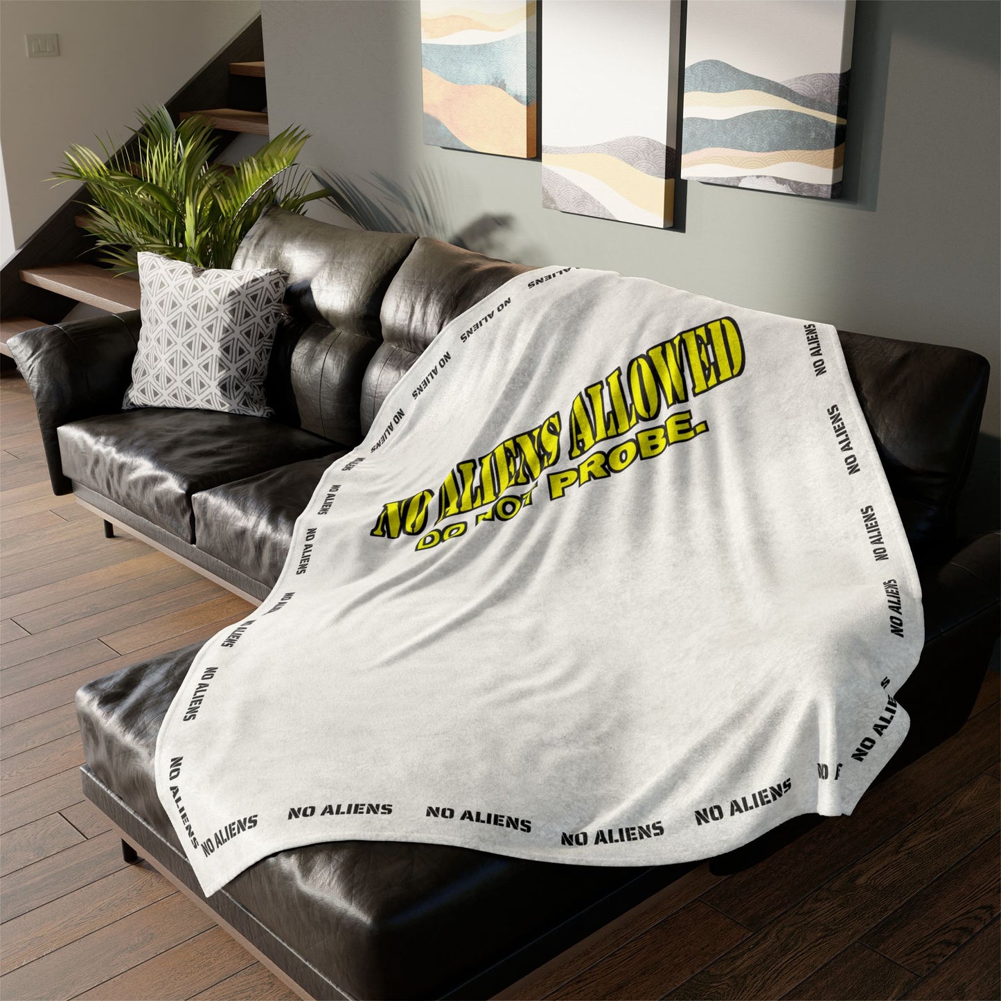 UFO Repellent Throw: "No Aliens Allowed" - Cozy, Humorous, and Guaranteed to Deter Probing and Alien Squatters from Your Personal Space! by Cheshire Moon T-Shirts and Designs