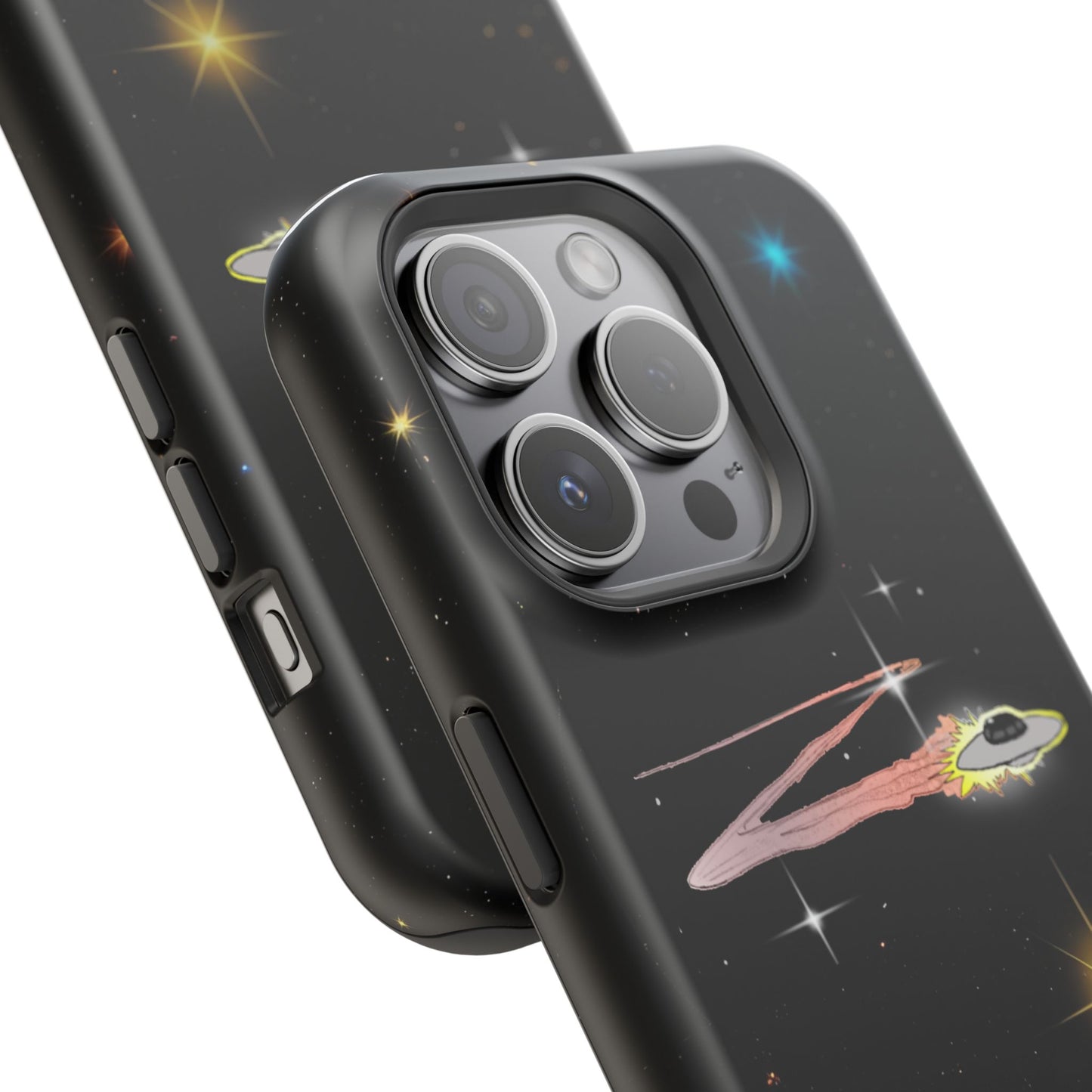 'Flying Saucer' Resistant Phone Case, Galaxy Space Design, Perfect Gift for Sci-Fi Lovers, Unique Phone Protector, Starry Night