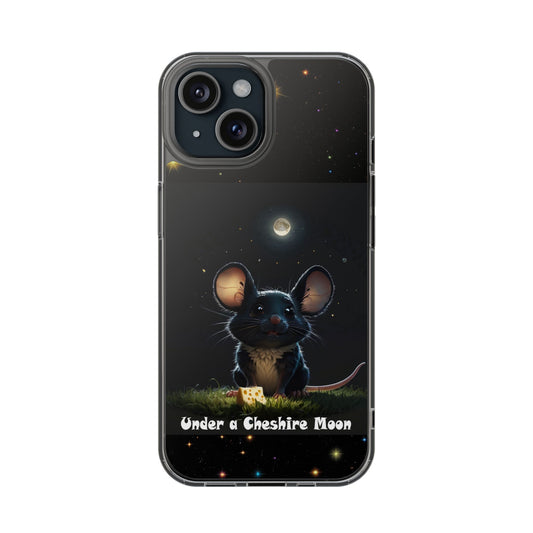 Adorable Phone Case 'Under A Cheshire Moon' Design, Mouse Phone Cover, Unique Gift for animal Lovers, Trendy Cute