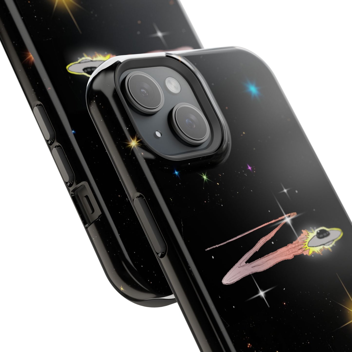 'Flying Saucer' Resistant Phone Case, Galaxy Space Design, Perfect Gift for Sci-Fi Lovers, Unique Phone Protector, Starry Night