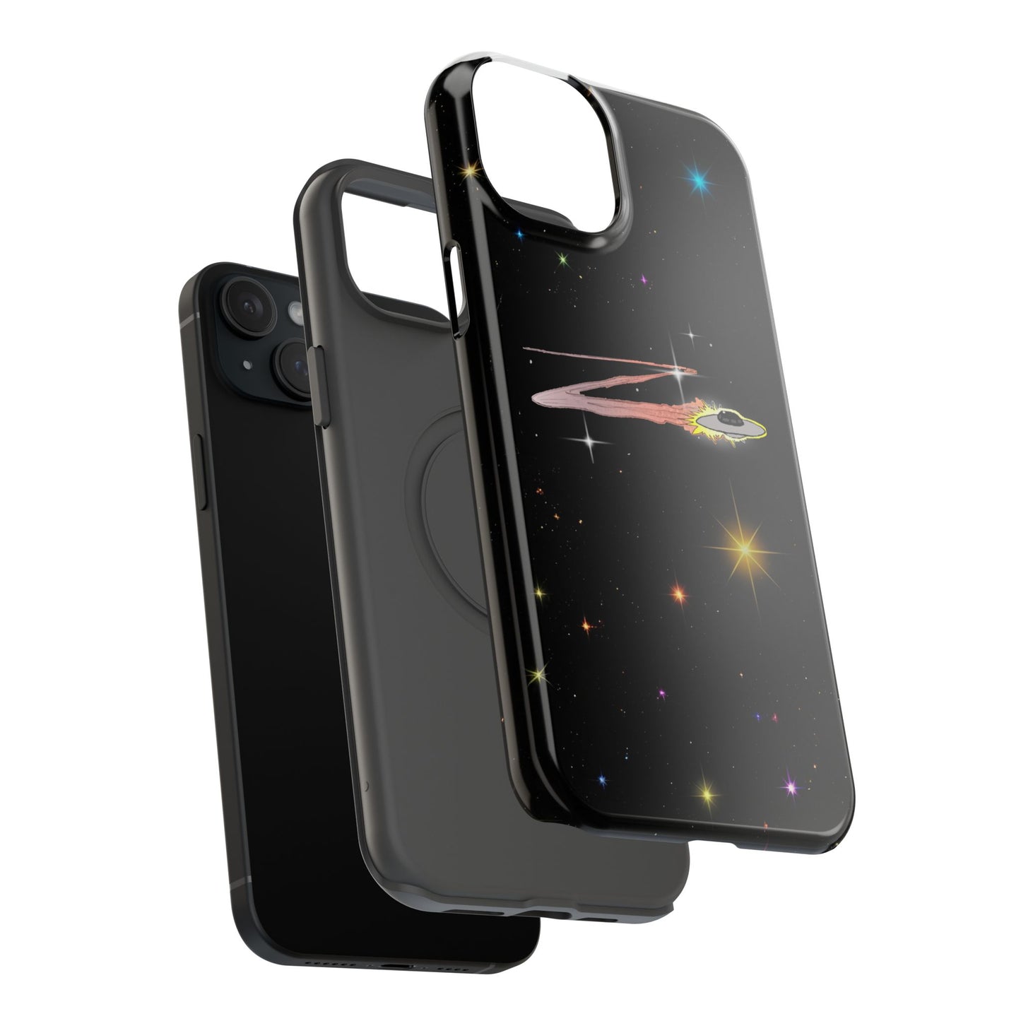 'Flying Saucer' Resistant Phone Case, Galaxy Space Design, Perfect Gift for Sci-Fi Lovers, Unique Phone Protector, Starry Night