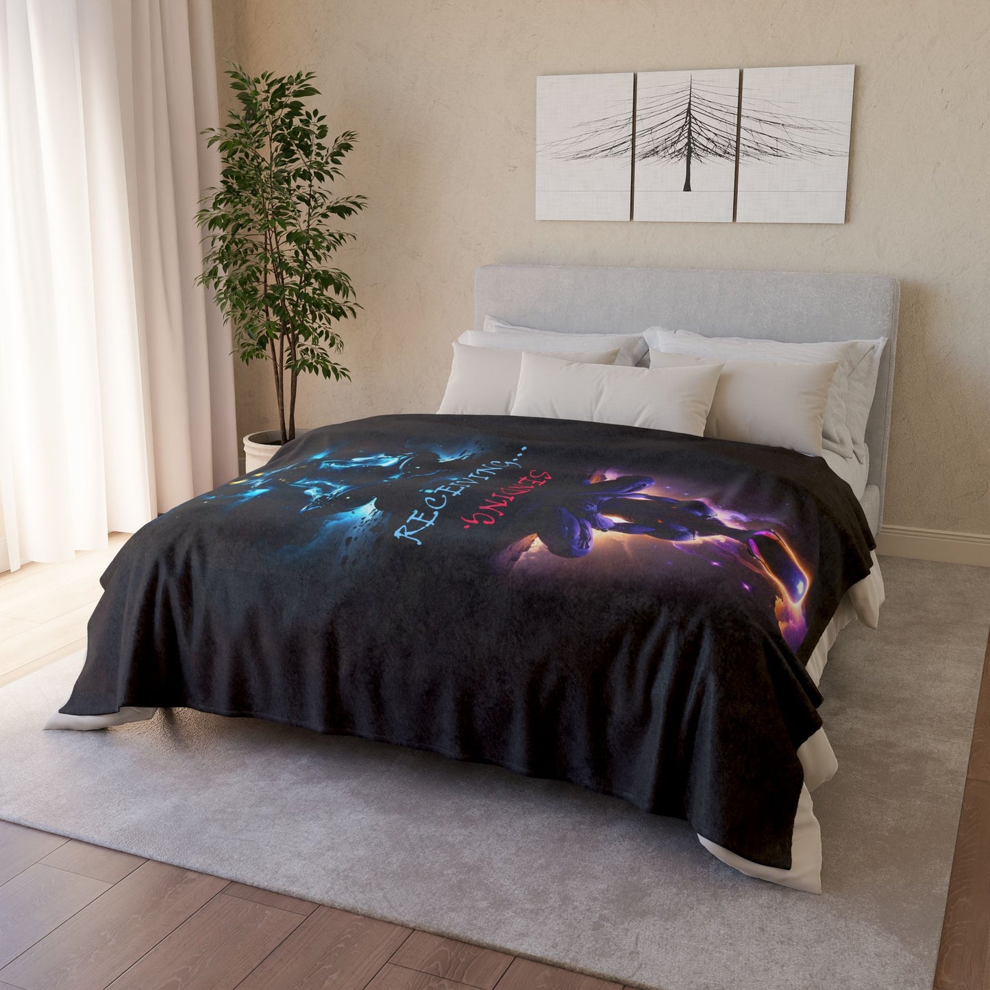 Two-Way Alien Communication Blanket: For the Extraterrestrial Enthusiast - Double Position Blanket by Cheshire Moon T-Shirts and Designs Blanket
